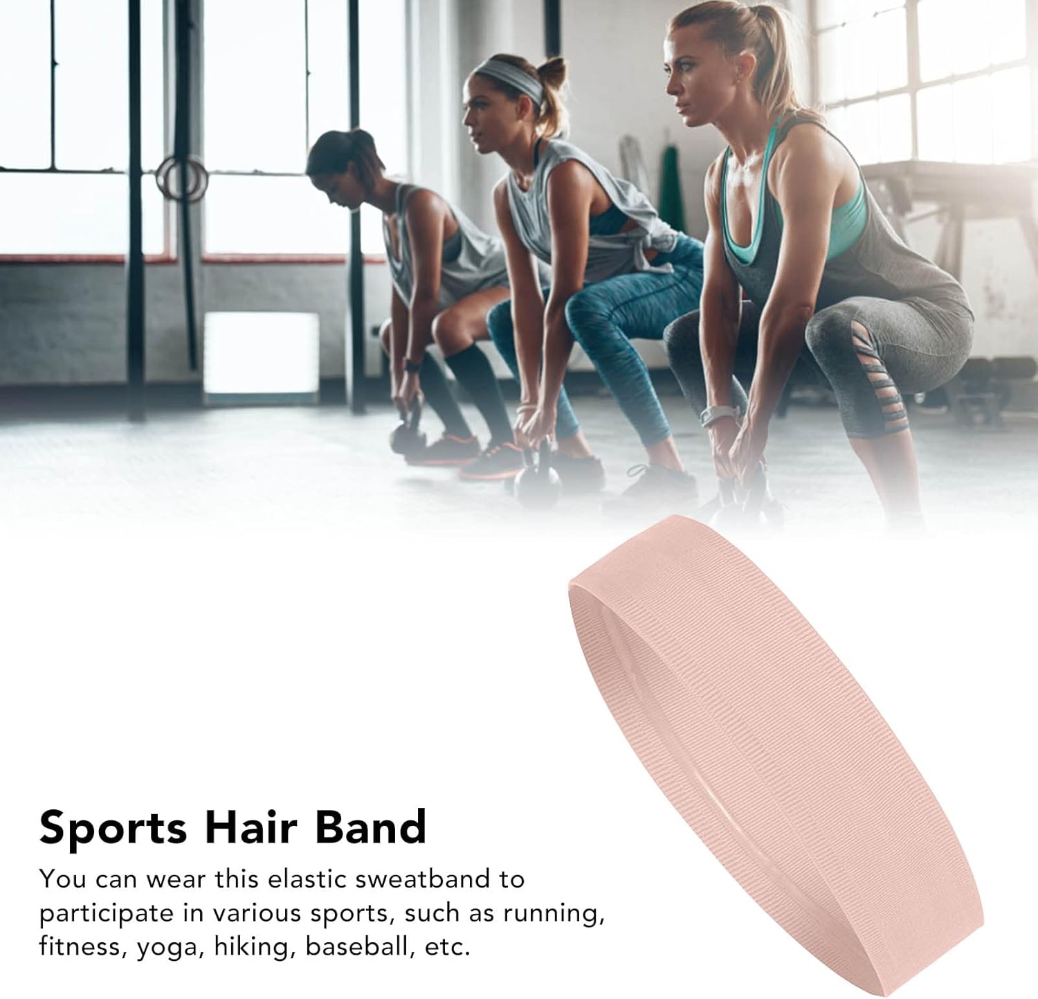 Sports Headband Prevent Slip Moisture Wicking Soft Elastic Men Women Sweatband for Fitness Yoga Running Pink