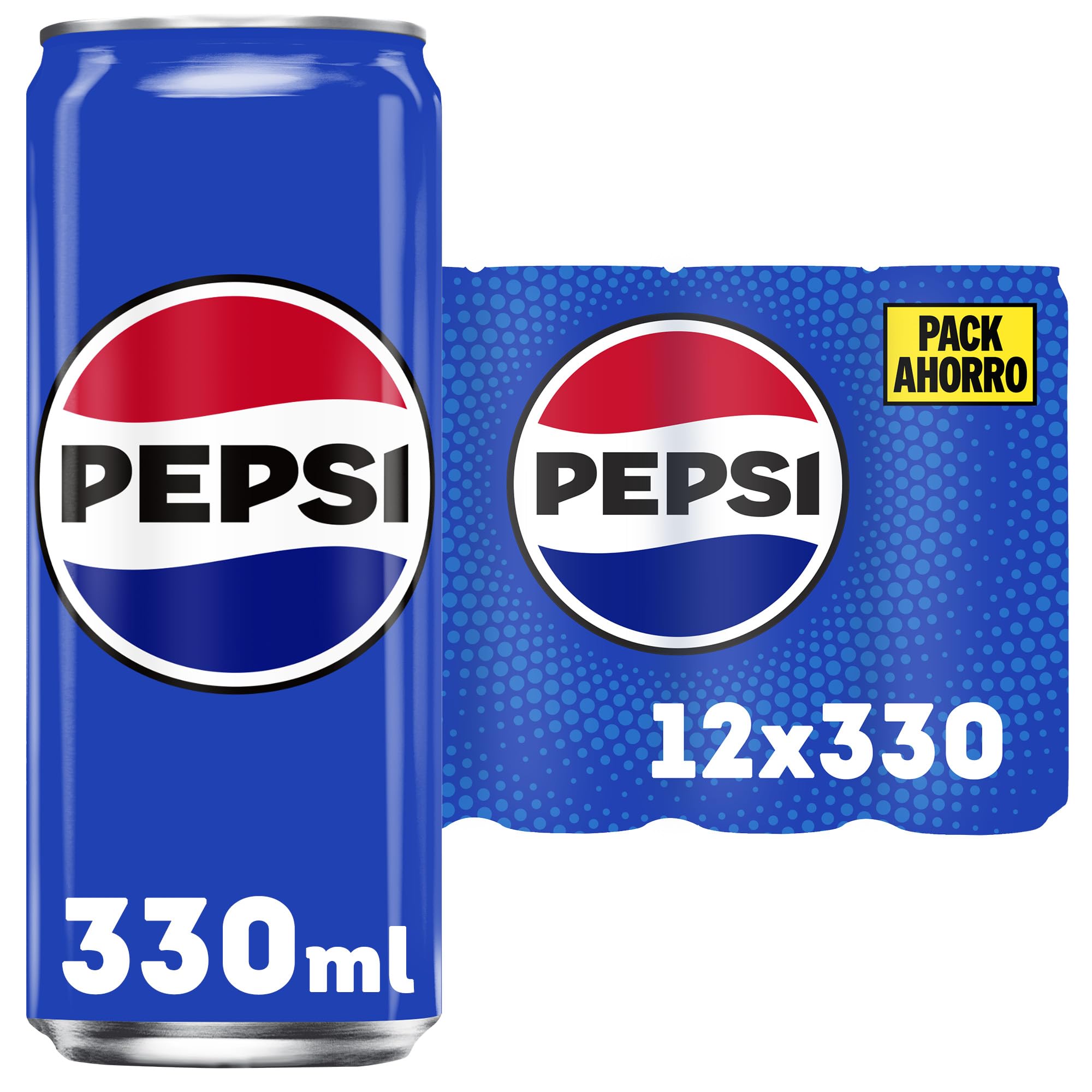 Pepsi regular Refresco de cola, pack de 12 latas de 330 ml, 3.96 litros en total