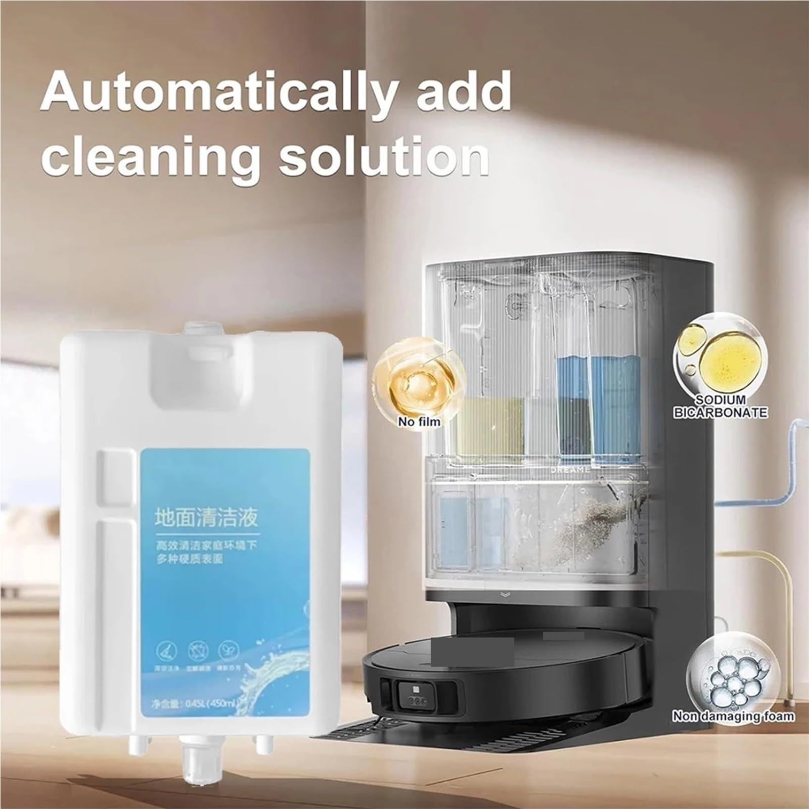 Pieza De Repuesto De Cartucho De 450 Ml for Aspiradora Robot Dreame, Limpiador De Pisos Multisuperficie, Compatible Con L10 Prime / X10 Series / L30 Ultra(3 pack)