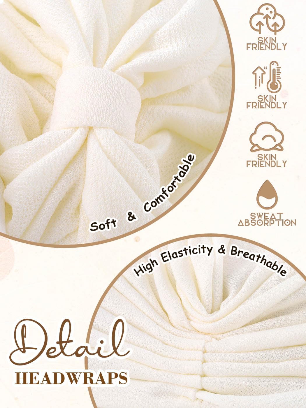 Woeoe Women Auto Gele Headwraps Gold Flower African Turban Pre Tied Beanie Caps Headwear - Image 4