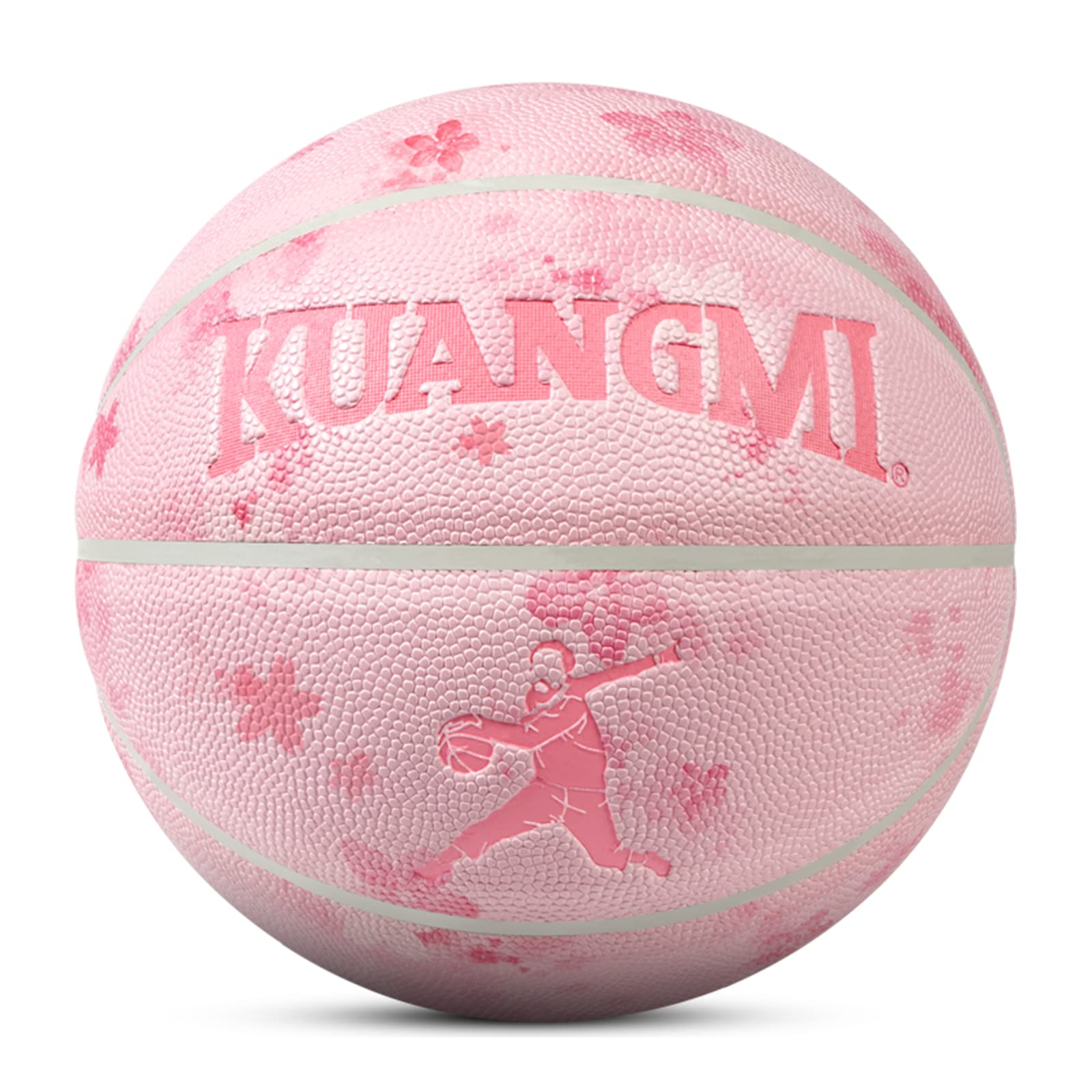 Kuangmi Pink Sakura Basketball, Premium Design Printed Street Performance Ball, ?Women's Intermediate Size 6 28.5
