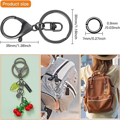 Miniatura 10 de 50 llaveros dorados con cierre de langosta para la fabricación de joyas, cierre giratorio de metal con cierre de langosta giratorio con anillo de