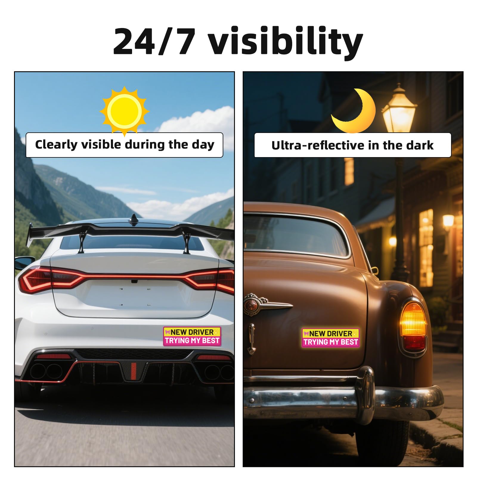 Tinoaly 3 Pezzi Magnete Nuovi Conducenti Auto, Adesivo per Studenti Alla Guida Cartello Magnetico Riflettente di Sicurezza Adesivo Paraurti Rimovibile Cartello per Principianti Veicoli Accessori Auto