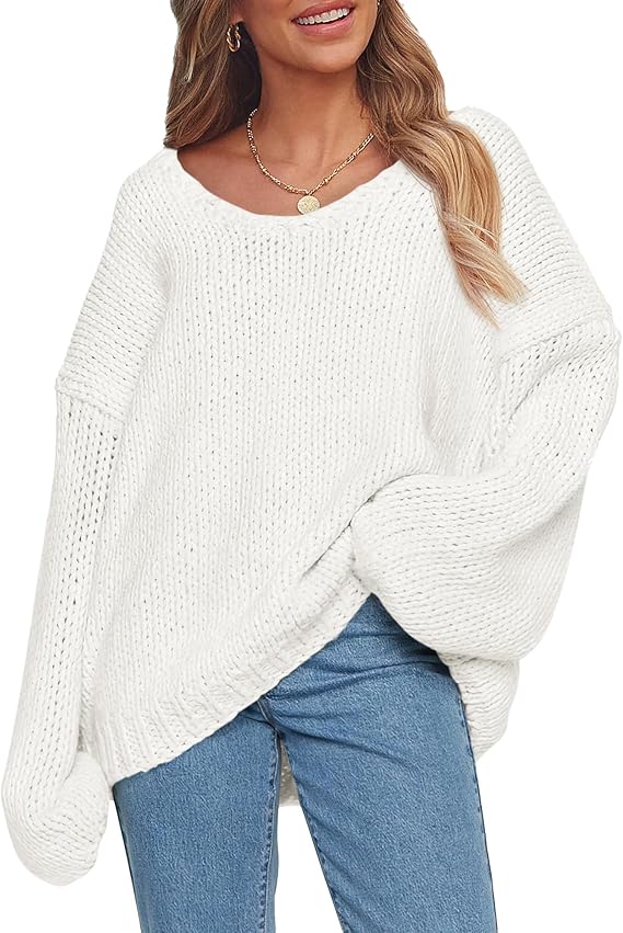 PRETTYGARDEN Women's Fall Oversized Sweaters Long Sleeve V Neck Dressy Casual Chunky Knit Loose Pullover Tops Winter Clothing