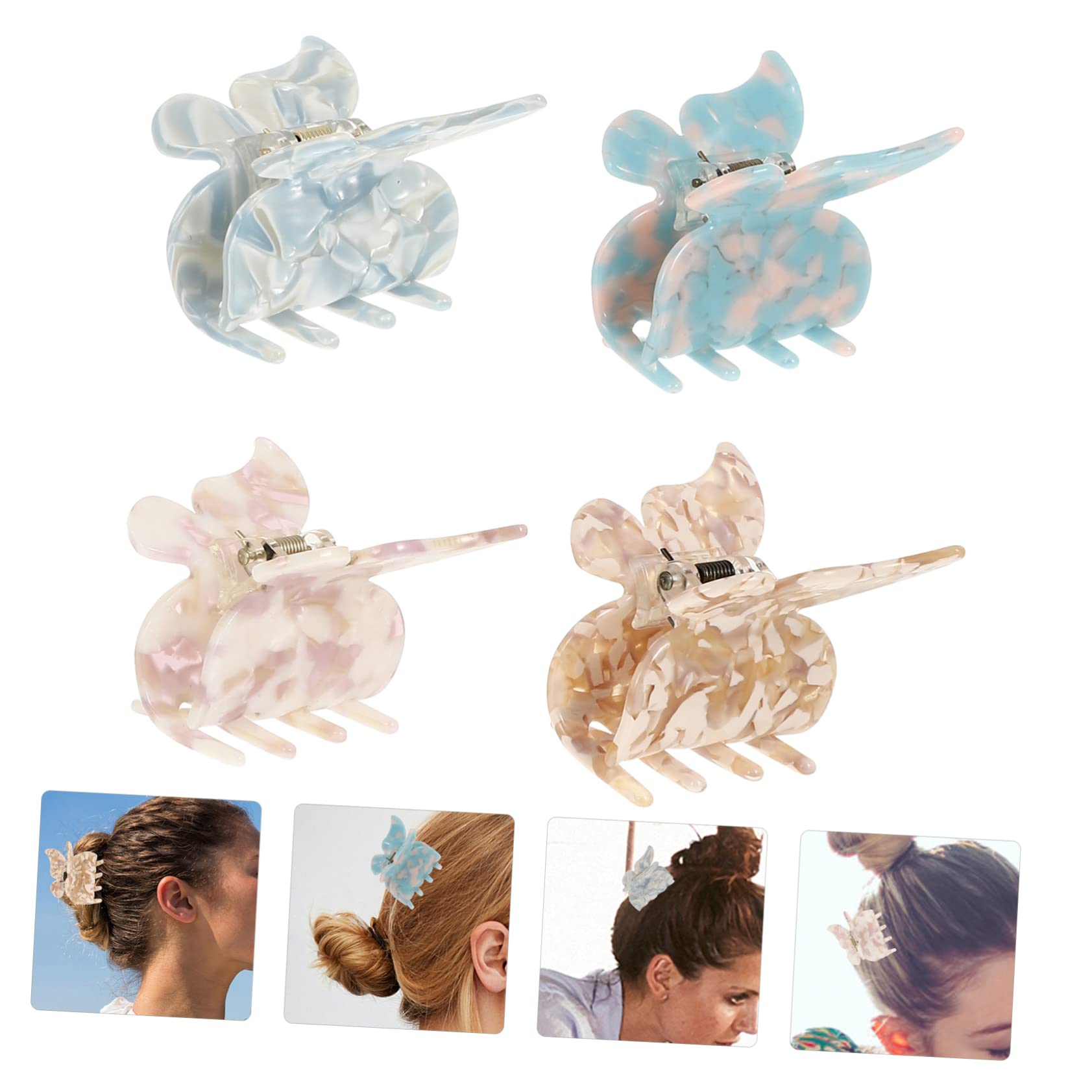 Baluue 16stücke Schmetterlings-haarklammern Für Damen Langlebige Haarspangen Im Vintage-stil Für Kreative Frisuren Wasserblau Und Blumenmustern Haarschmuck-set