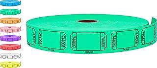 Tacticai 2000 Raffle Tickets, Blank, Green (1 of 8 Colors), Single Roll, Ticket for Events, Entry, Class Reward, Fundraiser & Prizes