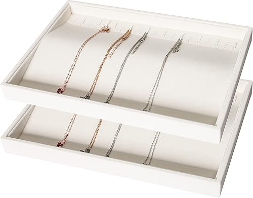 Coward Juego de 2 soportes apilables para collares, bandeja organizadora de collares de terciopelo, soporte de exhibición para vender joyero para