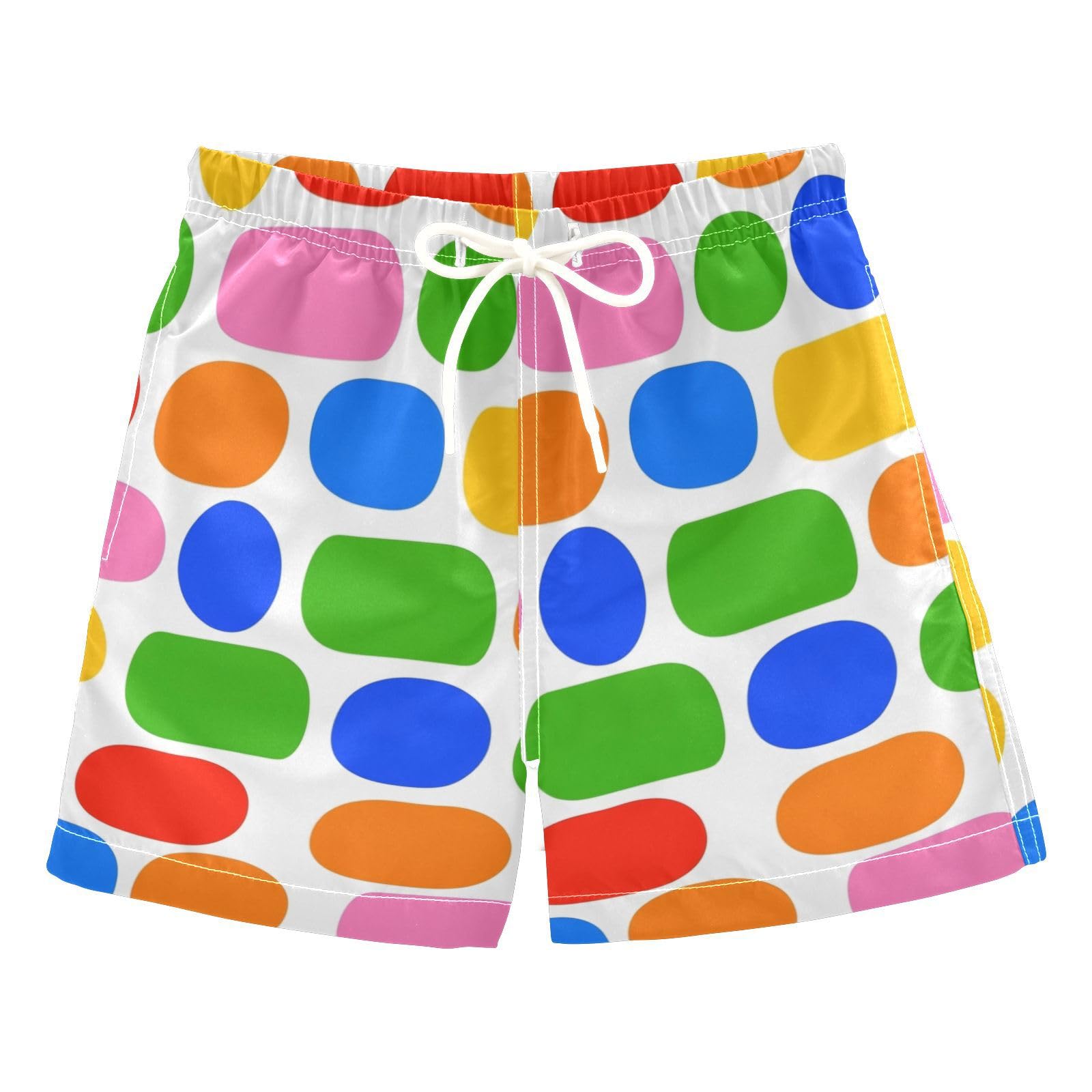 FLildon Geometric Circles Ovals Artistic Little Boys Swim Trunks with Mesh Lining Quick Dry Beach Board Shorts, 3T