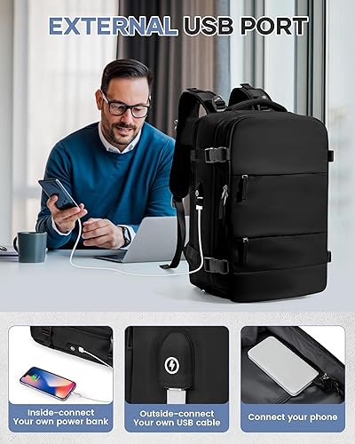 Vista 21 de VECAVE Mochila de viaje para laptop, mochila aprobada para vuelos,Mochila deportiva para universidad casual, E-peacockblue, Mochila para laptop