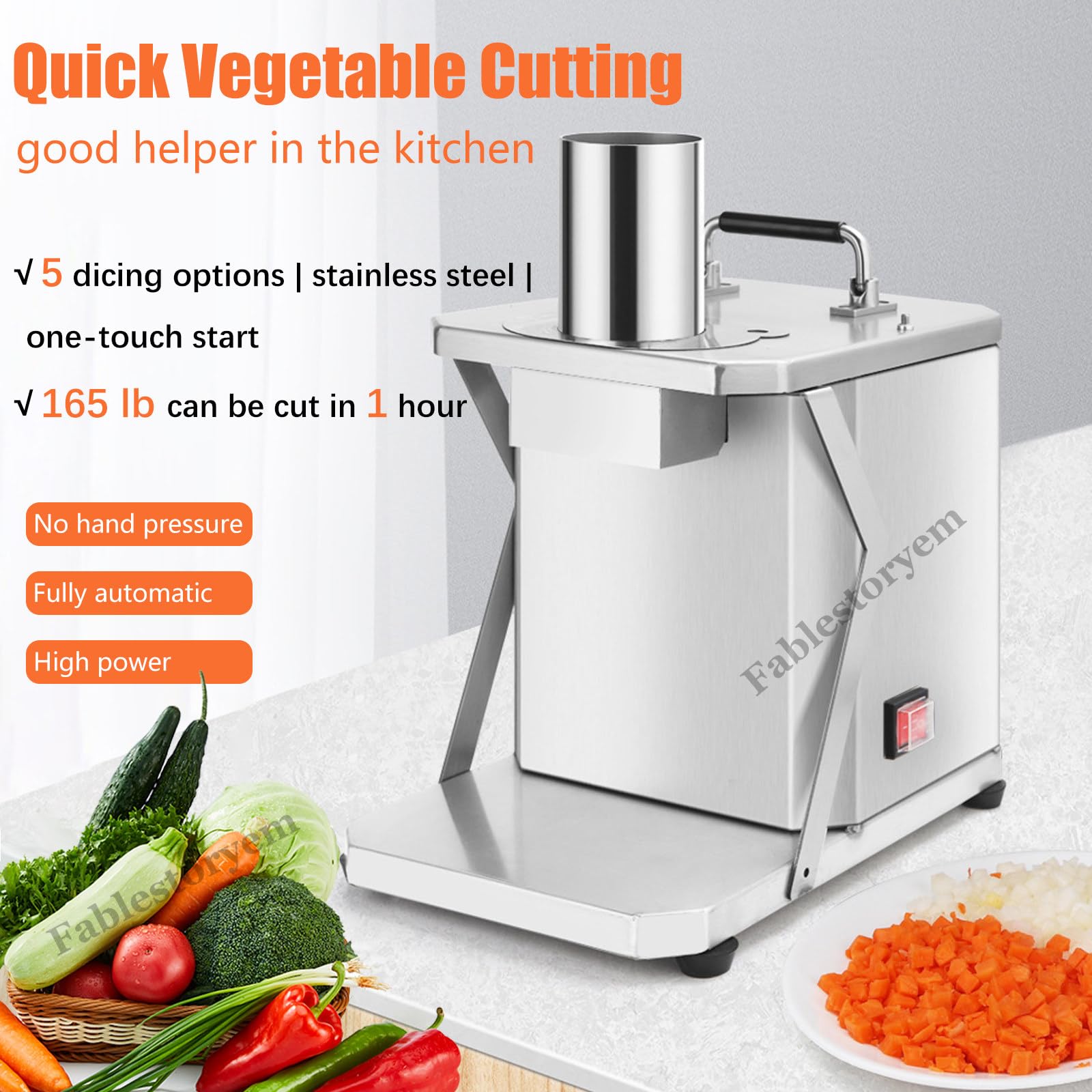 Cortadora Eléctrica de Frutas y Verduras, Cortadora de Verduras, Procesador de Alimentos Vegetal Profesional de 200W con Moldes para Cubos de 6mm/8mm/10mm/12mm/15mm,15mm
