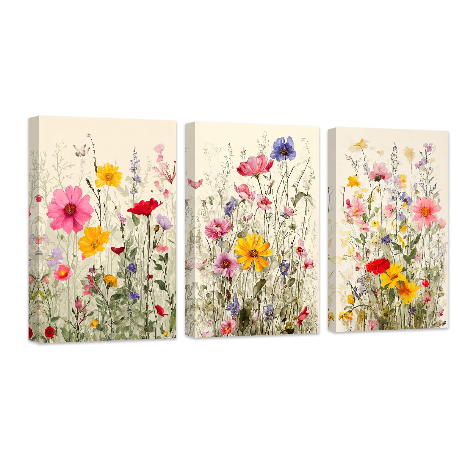 水彩画 花の絵　ボタニカルアート Amazon.co.jp: ZXHYWYM フローラルウォールアート 3枚セット 水彩画