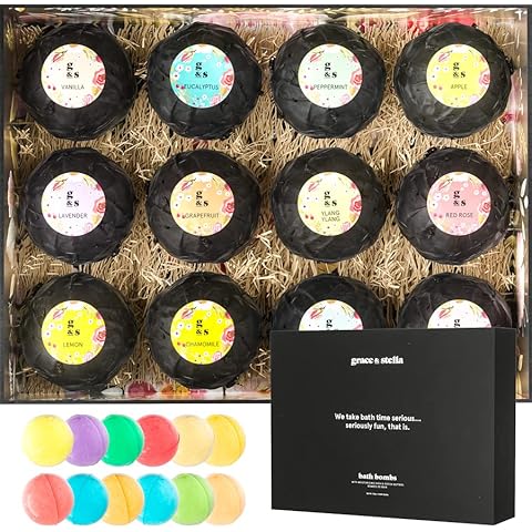 Bath Bomb Set (12 XL Bath Bombs) - Bath Bombs - Natural, Organic, Vegan - Bath Bombs Set by Grace and Stella Cover