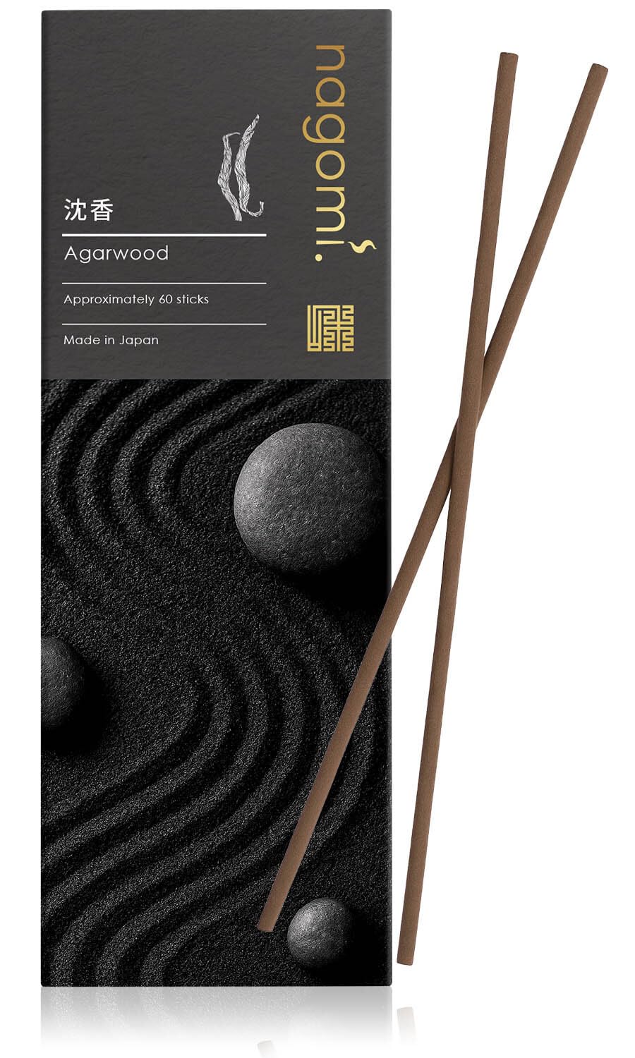 Nagomi. Agarwood Incense Stick, Agarwood, Agarwood, Sandalwood, Made in Japan, Natural Fragrance, Scented in Ancient Temple, Purifying, Relaxing, Meditation, Cleansing, Gift, Incense Stick, No Scent, 