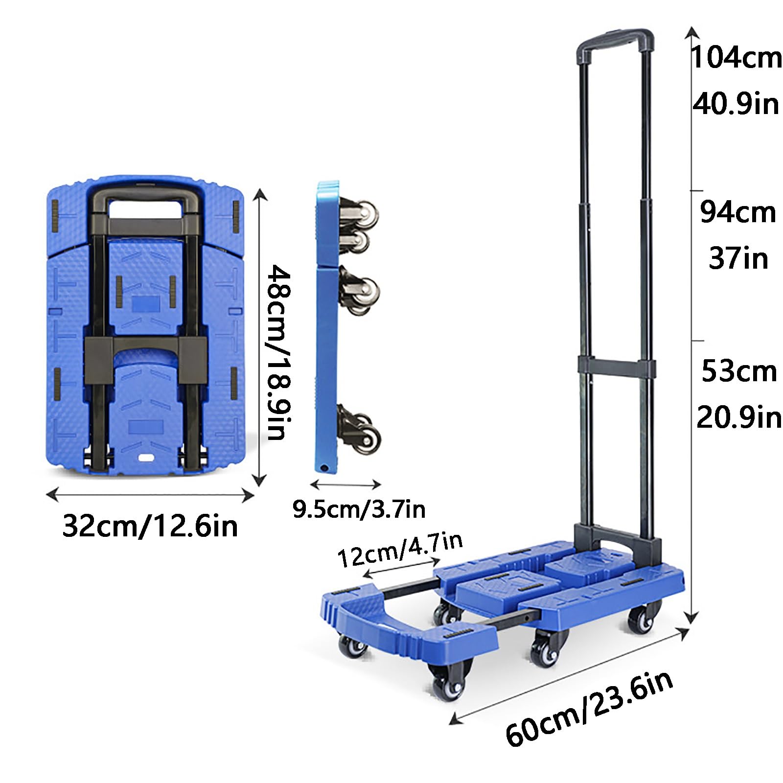 Plattformwagen, 200 kg Tragfähigkeit, einfach zu verstauen, platzsparend(Blue)