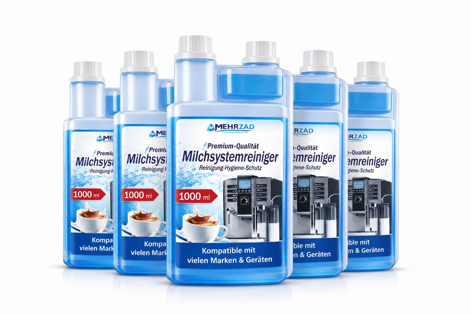 Milchsystemreiniger für Kaffeevollautomaten – 6x 1000ml - kompatibel mit allen Marken & Geräten – professionelle Reinigung – (6000 ml)