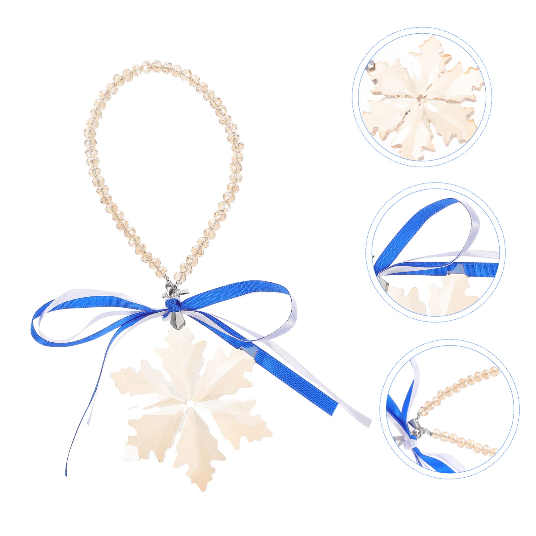 STOBAZA 4stücke Crystal Glass Snowflake Ornament Elegantes Hängedekor Für Rückspiegel Weihnachtsdeko Winter Innenraumgestaltung Champagnerfarben Perfektes Für Autofahrer