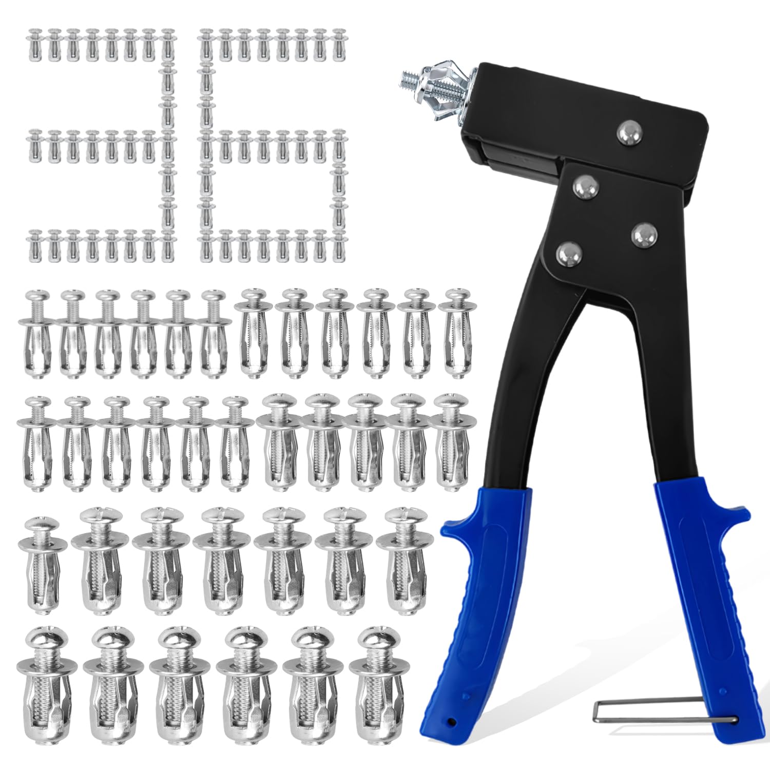Hollow Wall Anchor Hollow Wall Fixings Anchor 36 Petal Nuts(6 Sizes) Expansion Nut Mounting Plier Set including Hollow Wall Expansion Anchors for Hollow Plate Plasterboard Hollow Door