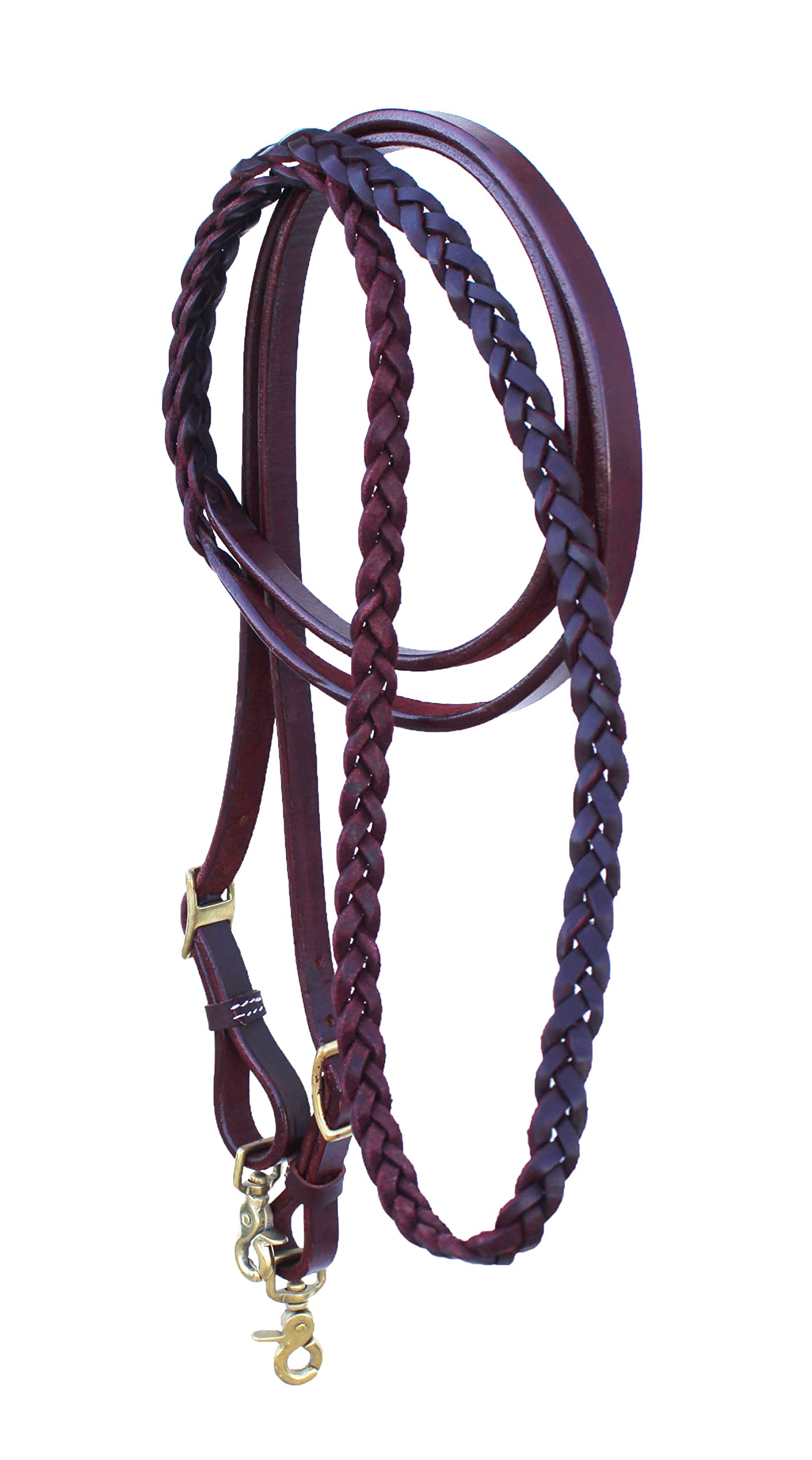 CHALLENGER Horse Western 8' Braided Latigo Leather Barrel Contest Reins 6693LT