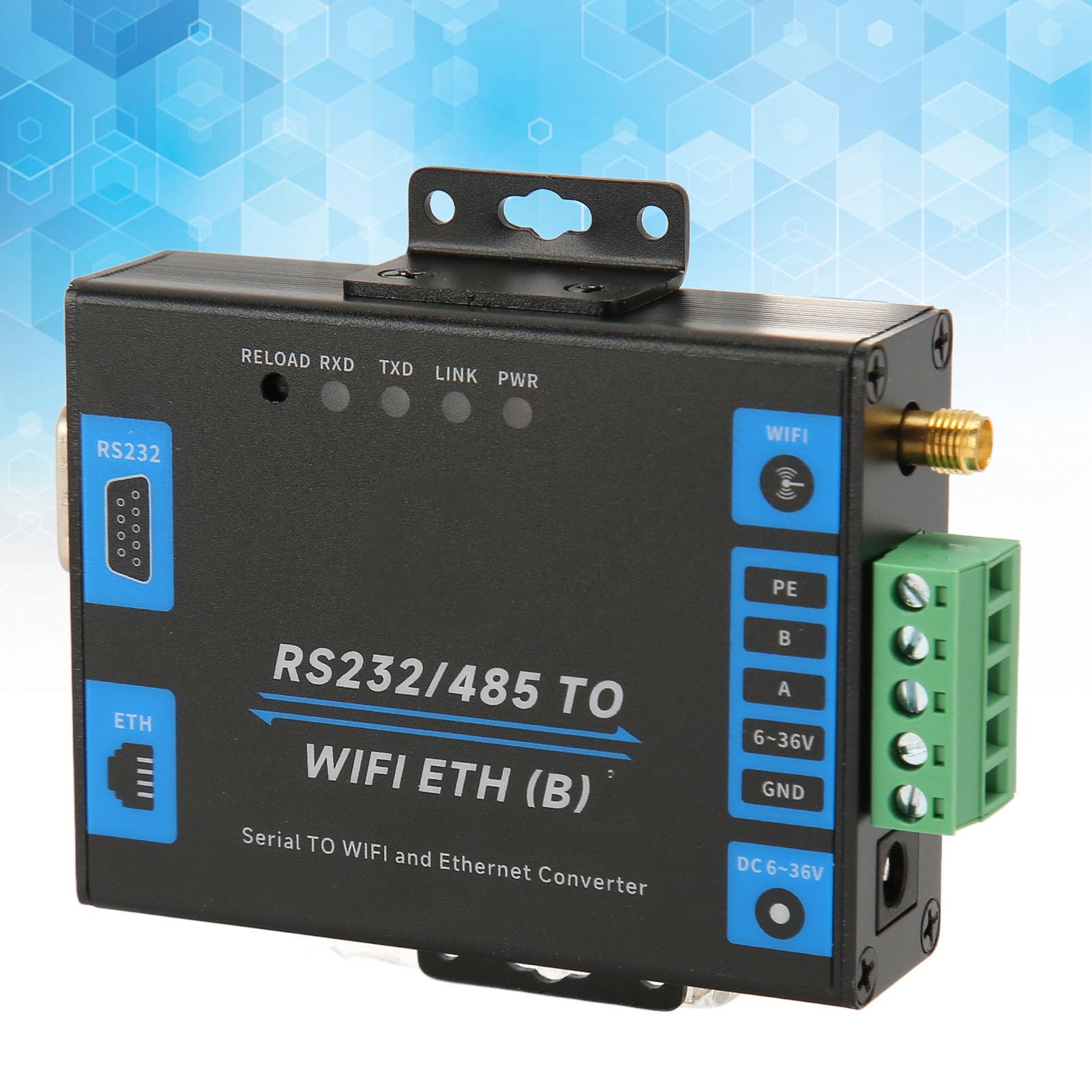 aqxreight Adaptador RS232 RS485 de Serie a Ethernet Transmisión Transparente Profesional Convertidor de Serie a Ethernet Paquetes Personalizados RS232 RS485 Adaptador de a EthernetRS232