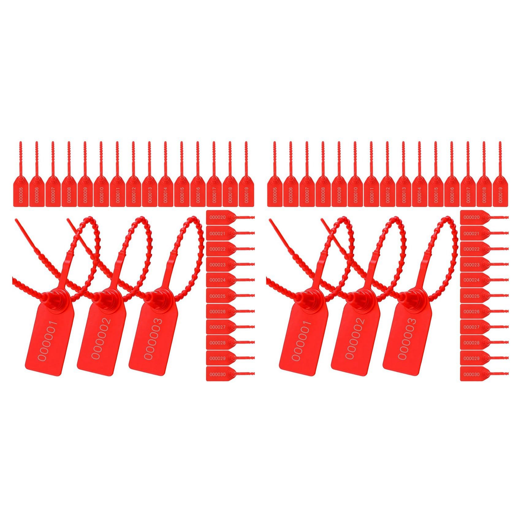 Jnchdghwa Red 600 Pcs Plastic Tamper Seals, Numbe Zip Ties Security Tags Safety Seals Disposable Self Locking Signage 250Mm