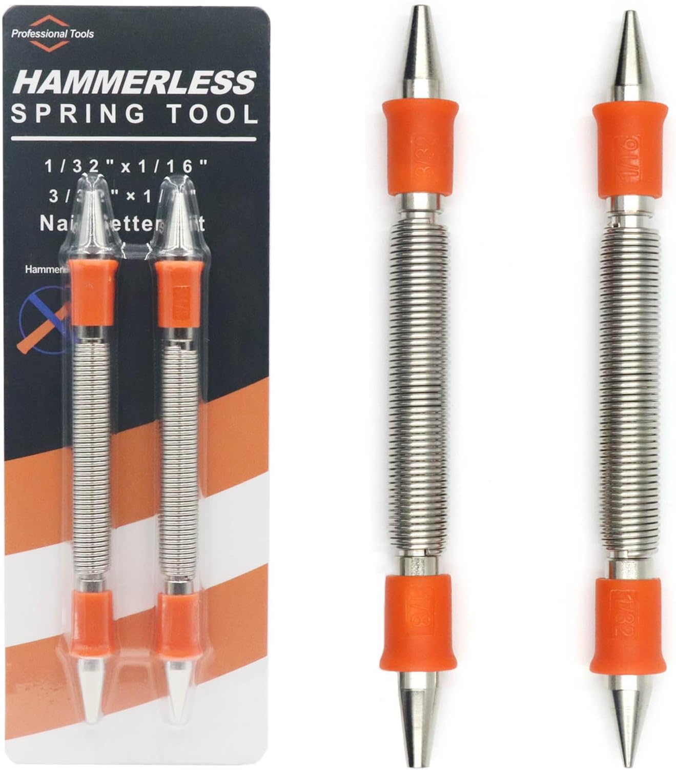 SENROG 2Pieces Spring Nail Set, Hammerless Spring Tools Nail Set, 4