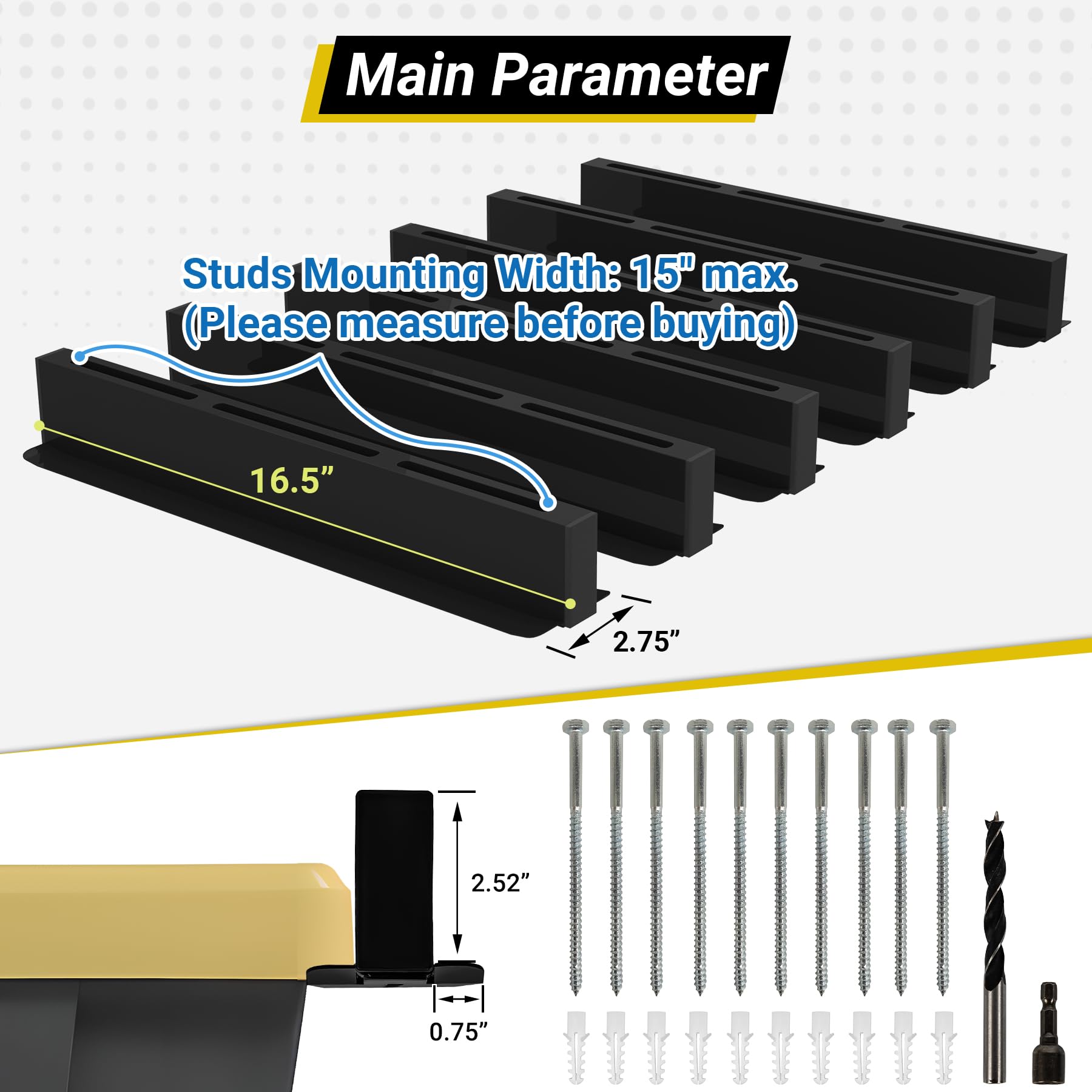 Rack portaoggetti da soffitto per garage a 5 contenitori, resistente, verniciato a polvere, per garage, capannoni, magazzini (6 pezzi, per 5 bidoni)