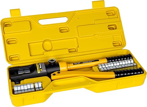 Miniatura 7 de HYCLAT Herramienta de prensado de alambre hidráulico de 16 toneladas, engarzadora de terminal de cable de batería, con 13 pares de troqueles,