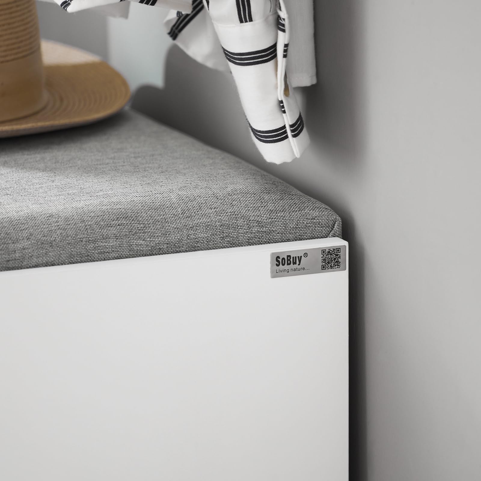 SoBuy Scarpiera Ingresso Panca Contenitore con Cuscino - Salvaspazio Slim da 60x30x46 cm - Cassapanca Porta Scarpe in Legno per Corridoio o Camera, Portata 120kg - FSR16-HG