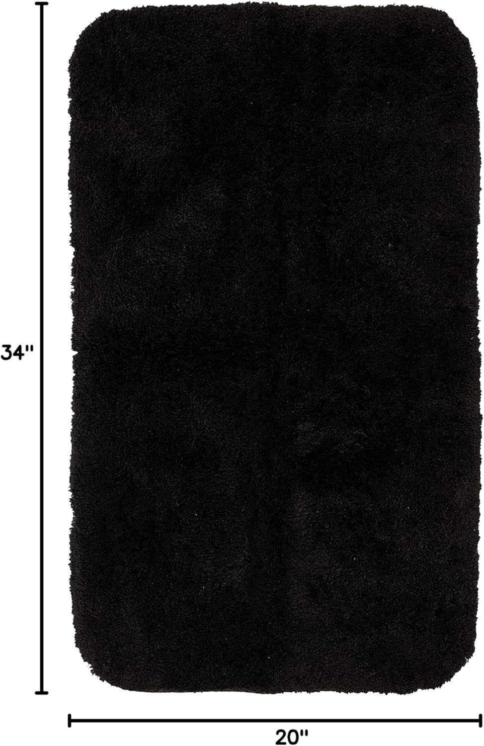 Acclaim Black 20" x 34" Nylon Machine Washable Bath Rug
