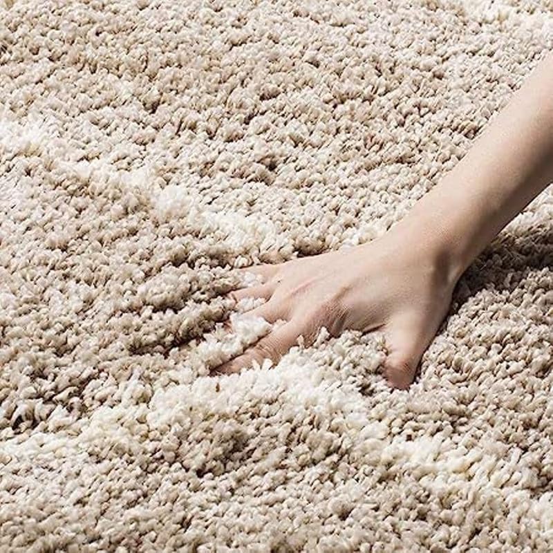Image of Polyester Fluffy Fur Rugs & Modern Shaggy Floor Carpets for Living Room,Sofa Area,Hall,Kids Room,Guest Room | Elegent Bedside Runners for Besdroom(6X8 Feet Beige Mandir)
