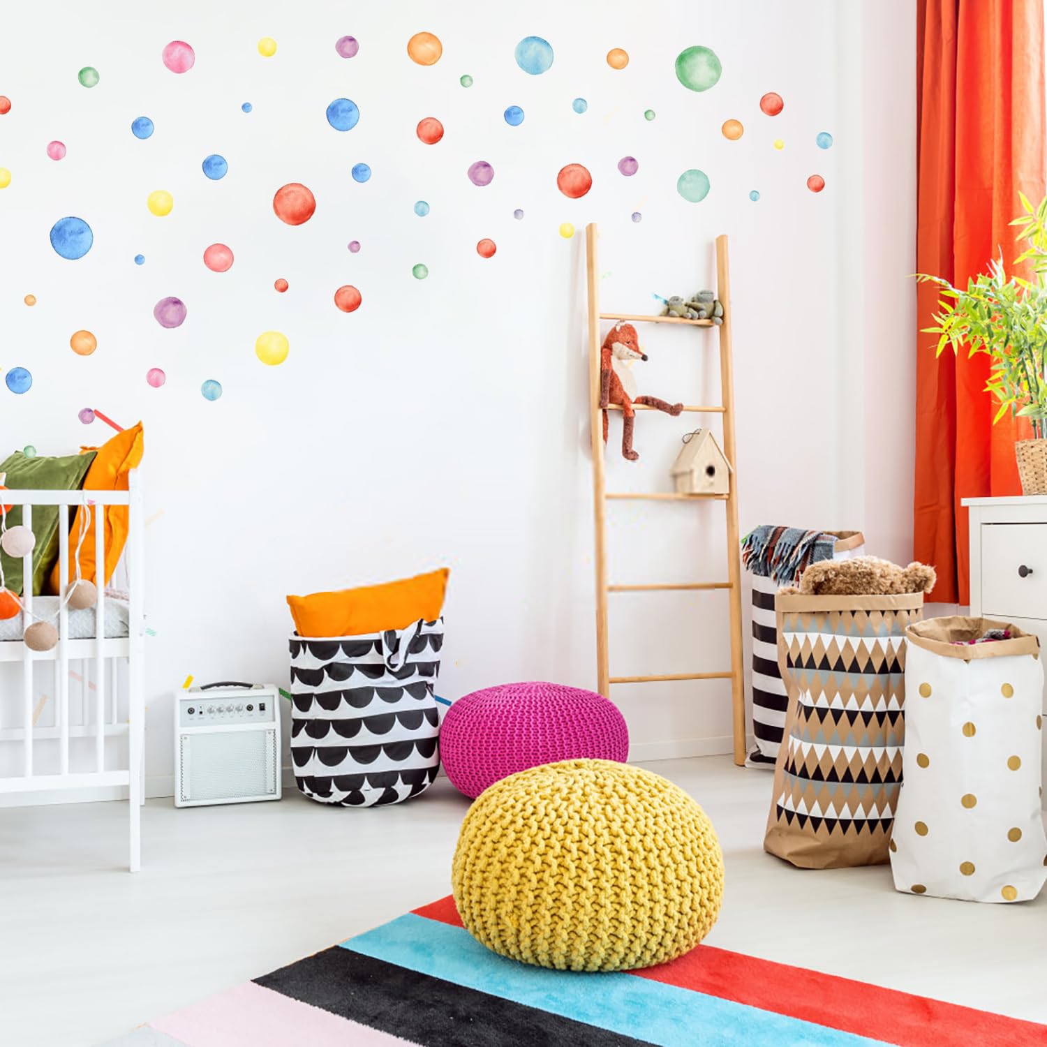 194 Pezzi Punti Adesivo Murale Acquerello,Acquerello Punti Adesivo da Parete Adesivo Murale Pois Colorate per Cameretta dei Bambini Ragazza Camera da Letto Asilo Nido Festa Decor