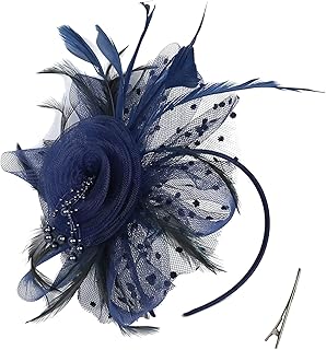 LATRAT Mesh Headwear, Vintage Feather Bowler Hat with Mesh Flower Heart Hairpiece for Women Girls