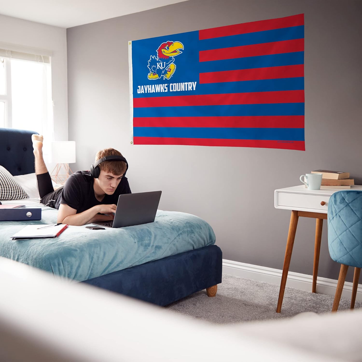 Rico Industries NCAA Kansas Jayhawks Country 3' x 5' Banner Flag 3' x 5' Banner Flag Single Sided - Indoor or Outdoor - Home Décor