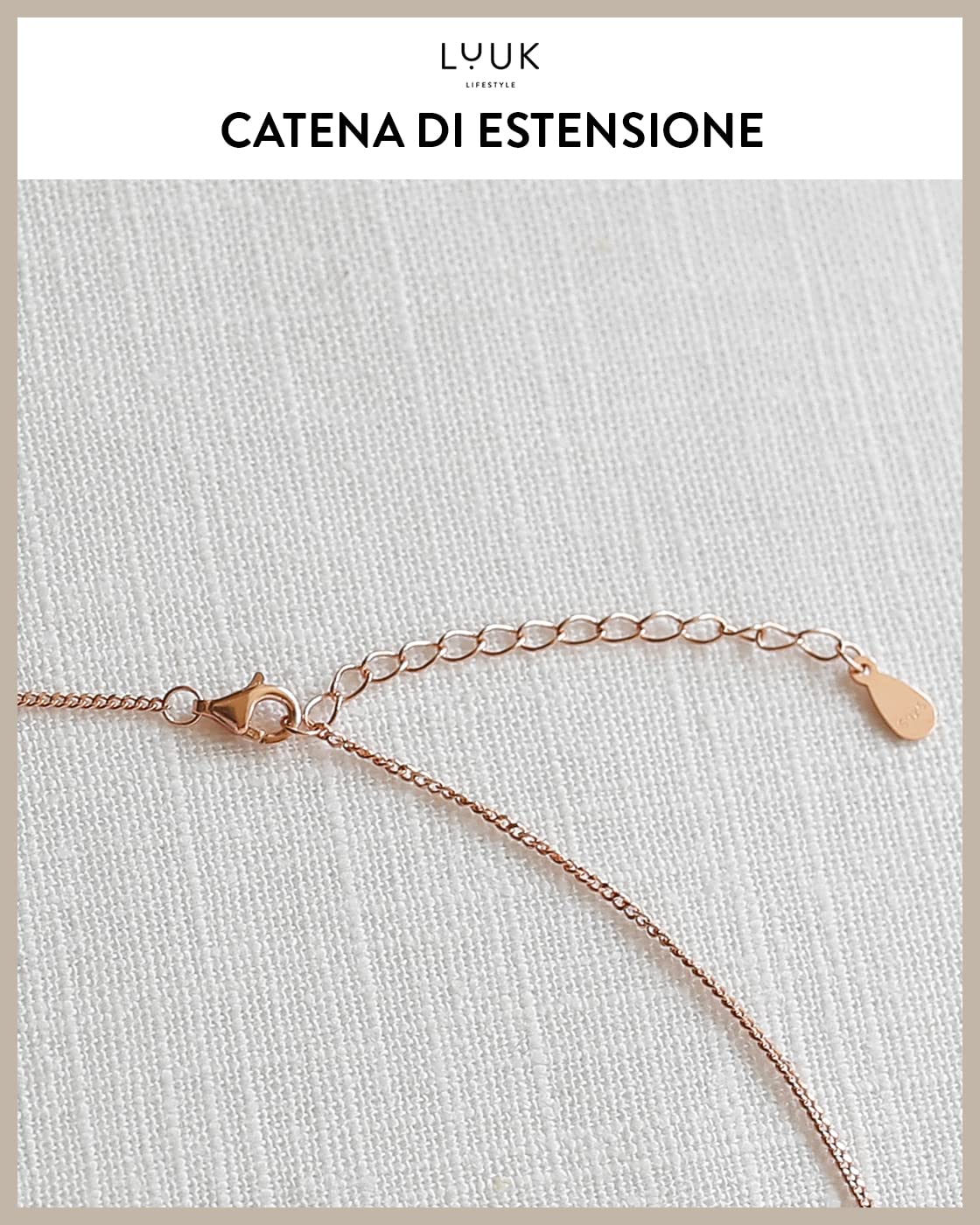 LUUK LIFESTYLE Collana in argento 925 con ciondolo ad anello, esagono, quadrato, cerchio, portafortuna e dedica SIMPLICITY, argento, oro, rosa