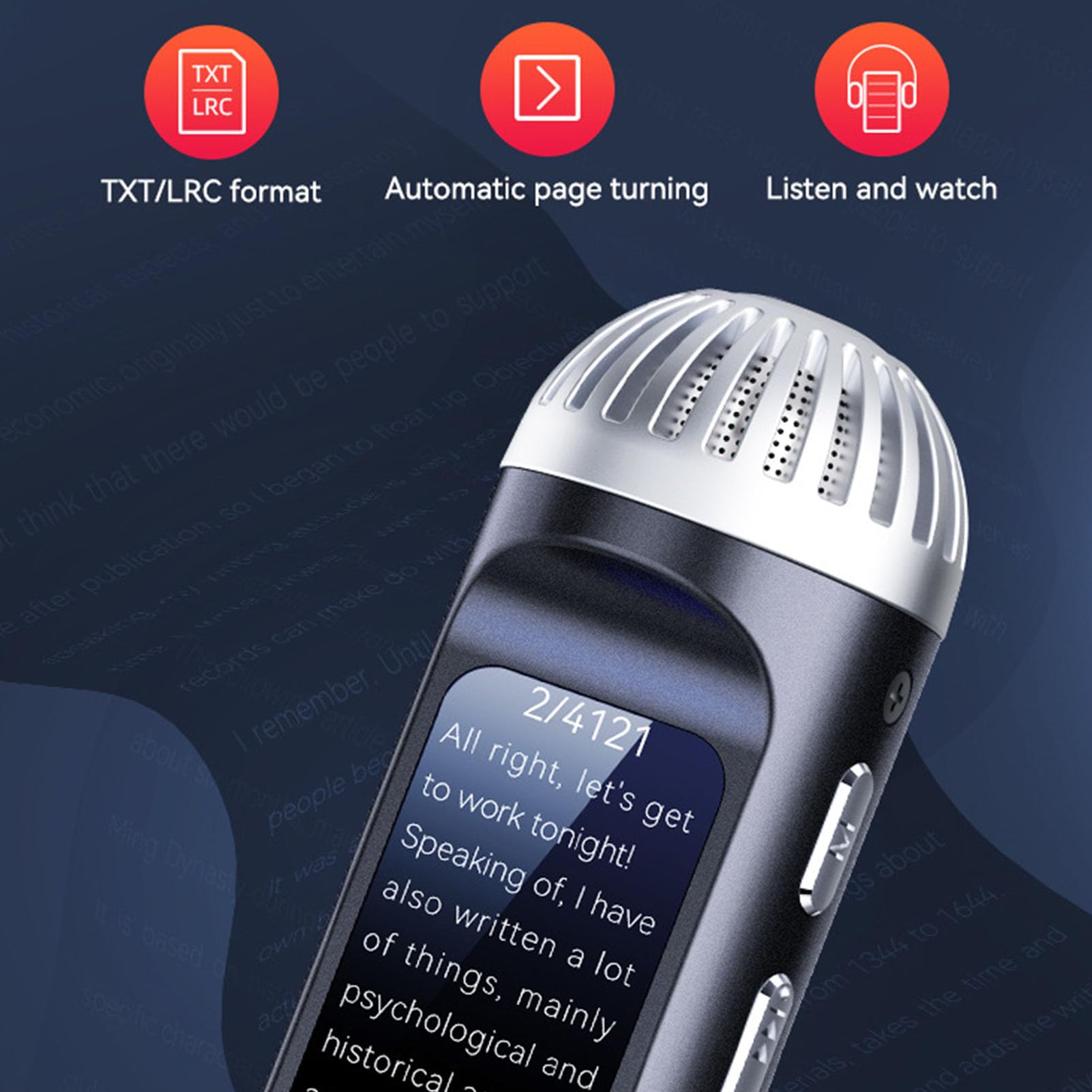 Grabadora Activada por Voz, Reducción de Ruido Grabadora de Voz Portátil de Reproducción de Música HiFi con Micrófono para Reuniones (32GB)