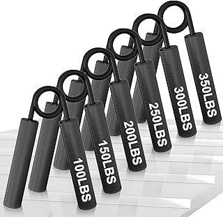 CRAZYROPE Grip Strength Trainer, 6 Pack (100 150 200 250 300 350lbs) Metal Hand Grip Strengthener, No Slip Heavy-Duty Forearm Strengthener Hand Gripper Home Gym Equipment for Strength Training