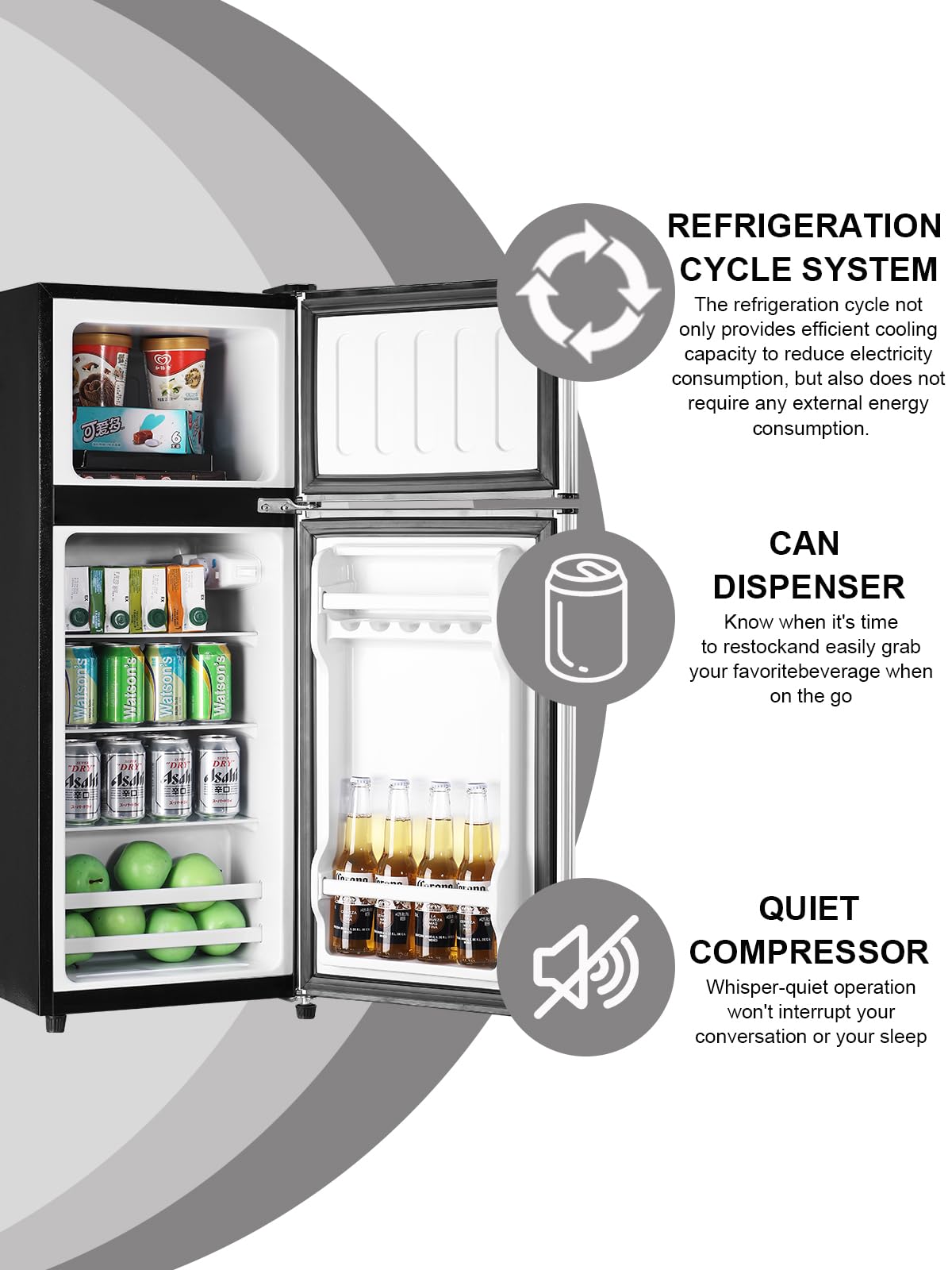 Krib Bling Refrigerator With Freezer 3.8 Cu.Ft With 7 Level Adjustable Thermostat Control 2 Door Lock Fresh Energy Saving Top-Freezer Compact Refrigerator Silver on Fridge.com - View 3