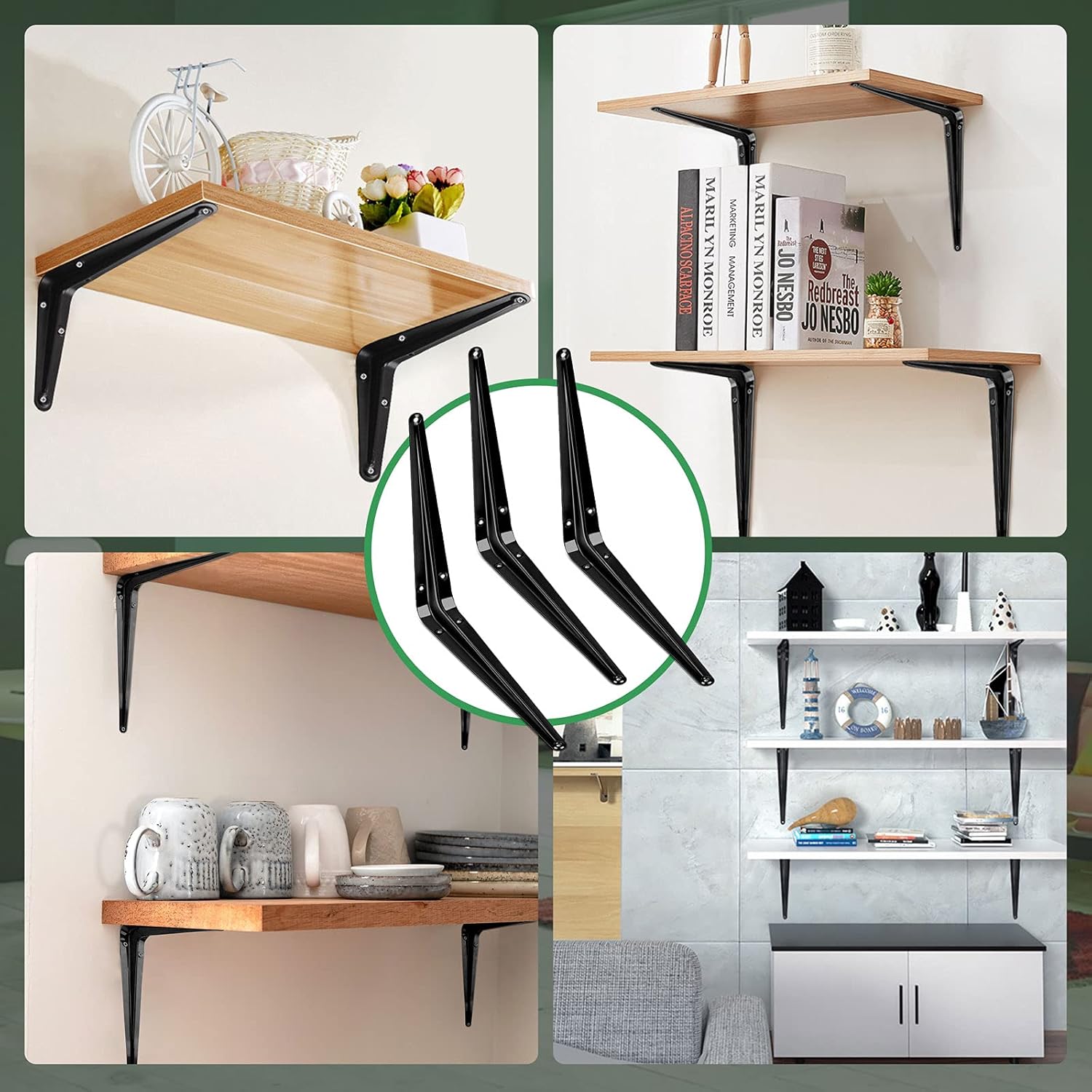 Shelf Brackets 20 Packs 12 inches, Black Iron Metal Floating Shelf Bracket Heavy Duty Decorative L Brackets with 1Pcs Tool Gloves, 1Pcs Screwdriver, 240Pcs Screws for Shelves Wood Boards : Tools & Home Improvement