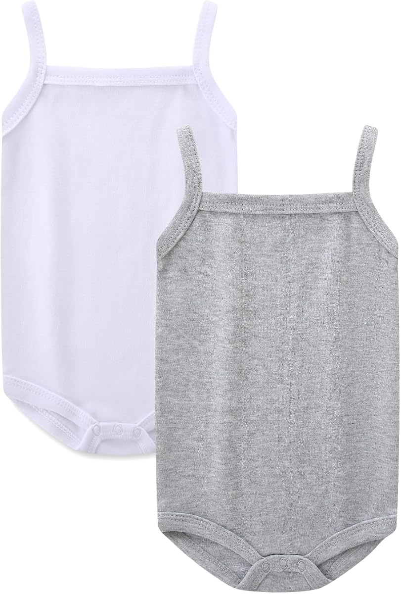 Baby Tank Top Onesie 2 Pack Cotton Undershirts for 0-18M Outfits | Romper Newborn Jumpsuits Breathable Daily Wear Thanksiving Take Photo Adorable Summer Fall Spring