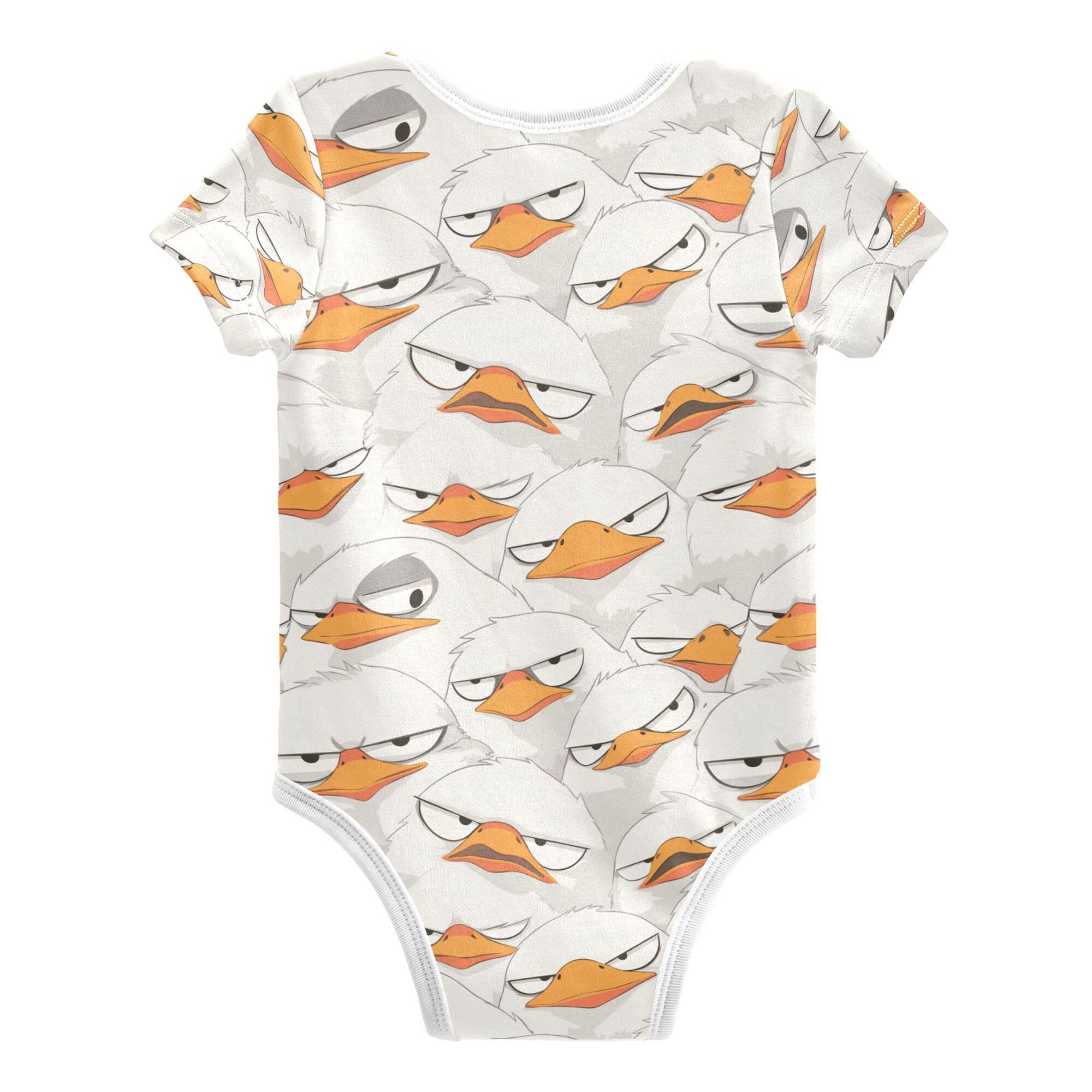 Cartoon Albatross White Boys Clothes Short Sleeves Cotton Girls Clothes Sets 3M