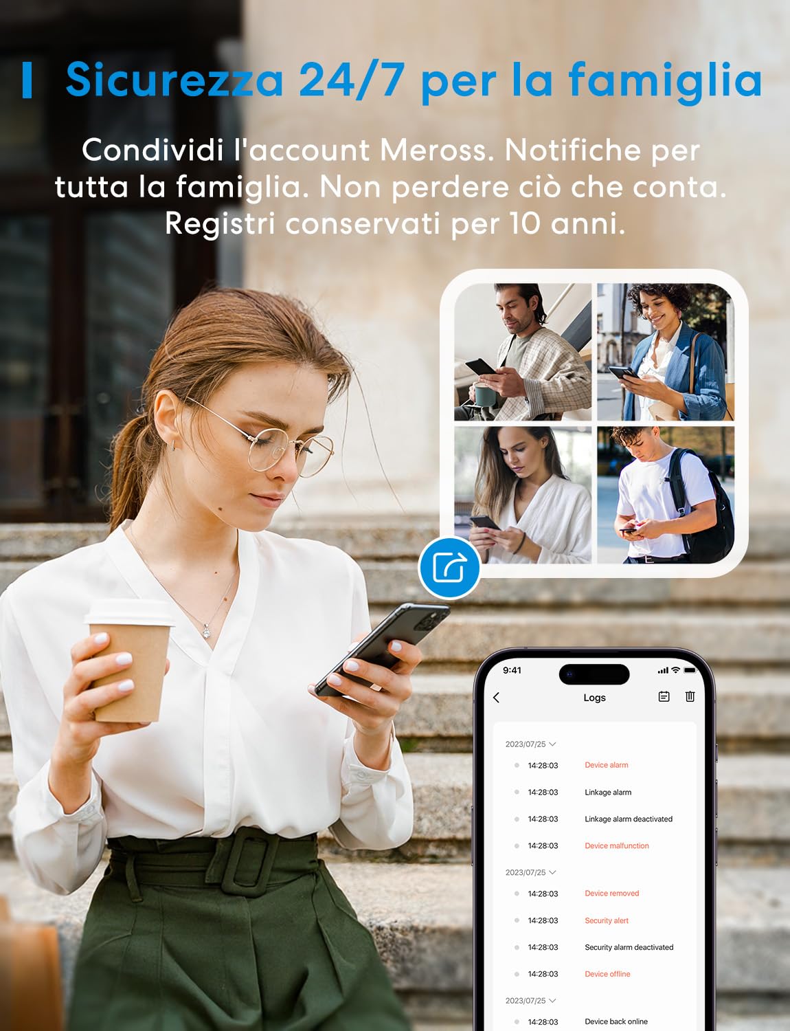 Meross Matter Rilevatore di Fumo WiFi connesso, Allarme Antincendio Intelligente con Doppio Sensore Ottico, Rilevatore di Fumi con Avviso APP, Rete 0,8 mm, 33 mm, con Hub MSH450, 3 Pezzi