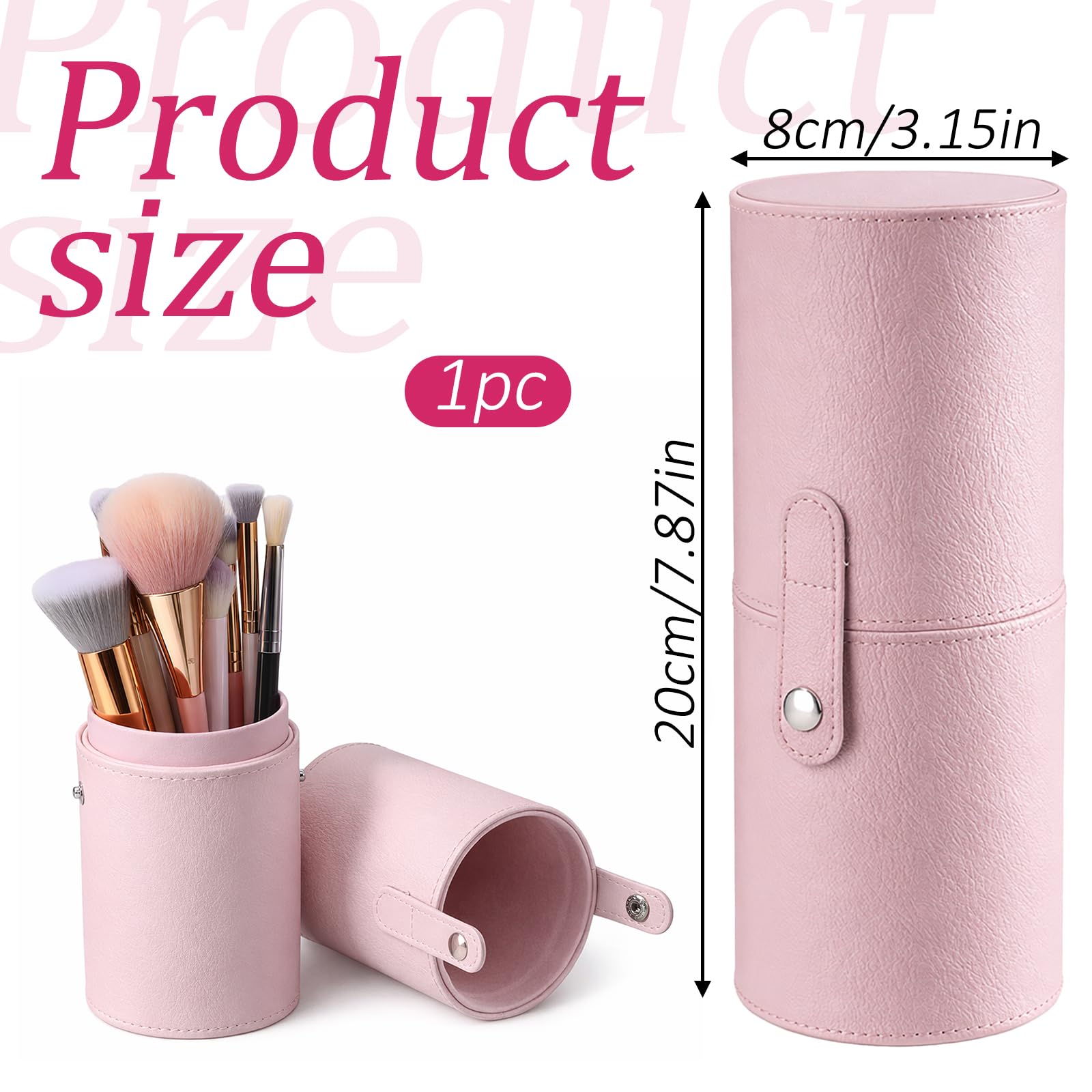Porta pennelli da trucco da viaggio, rosa, impermeabile, in pelle PU, custodia da viaggio per pennelli portatile antipolvere