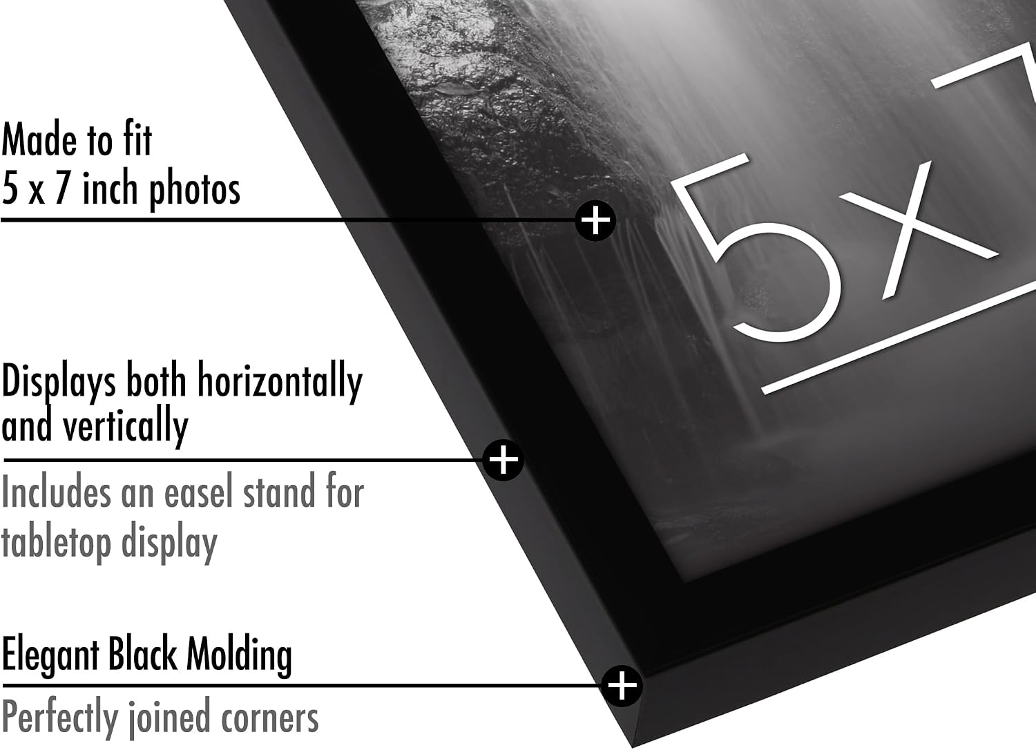 Americanflat 5x7 Picture Frame with Shatter-Resistant Glass - Set of 6 - Galleria Collection - Picture Frames for Tabletop and Wall Display - Black