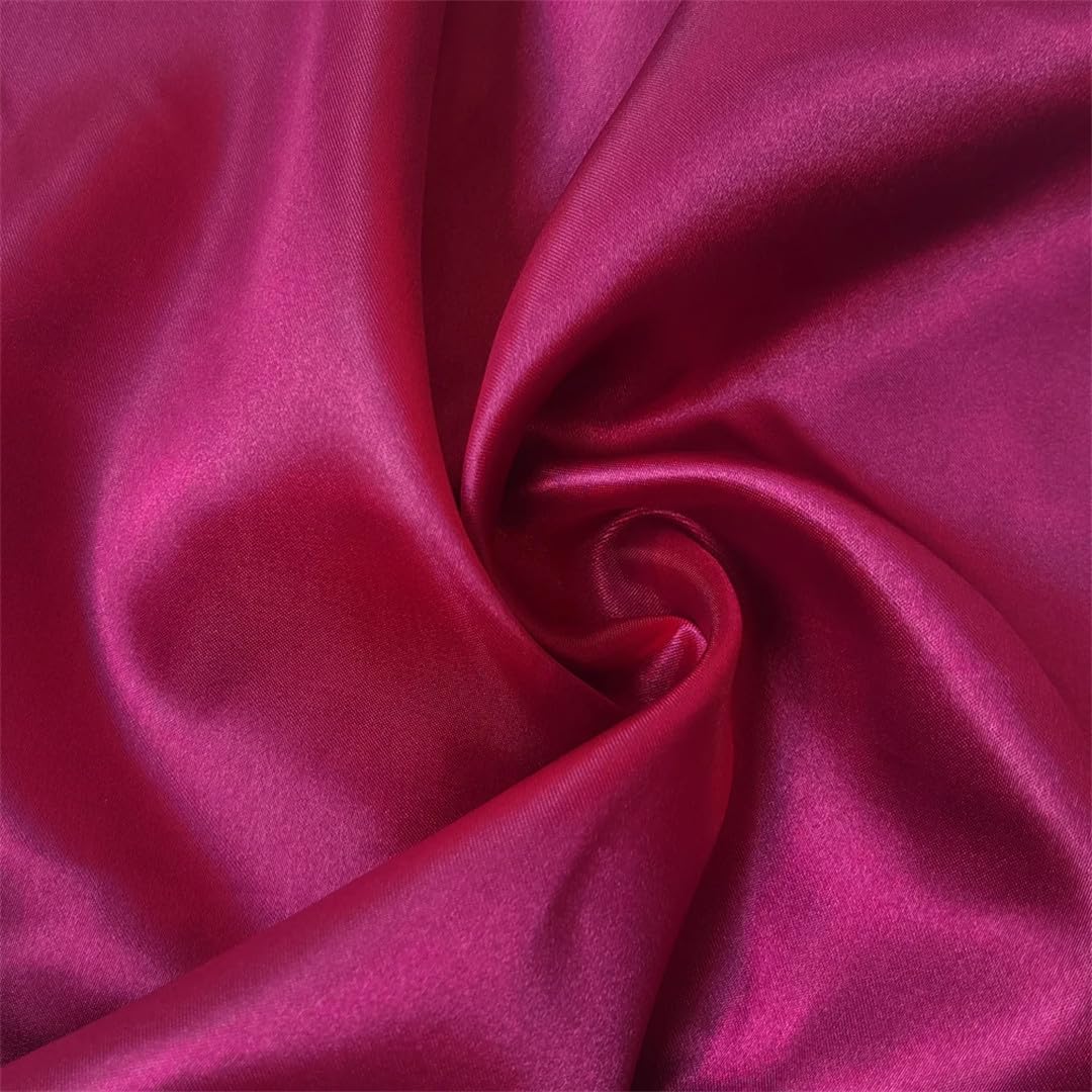 Seidiger Satin-Stoff, 1 m, 2 m, 5 m, für Schals, Bastelarbeiten, Rosa, Rot