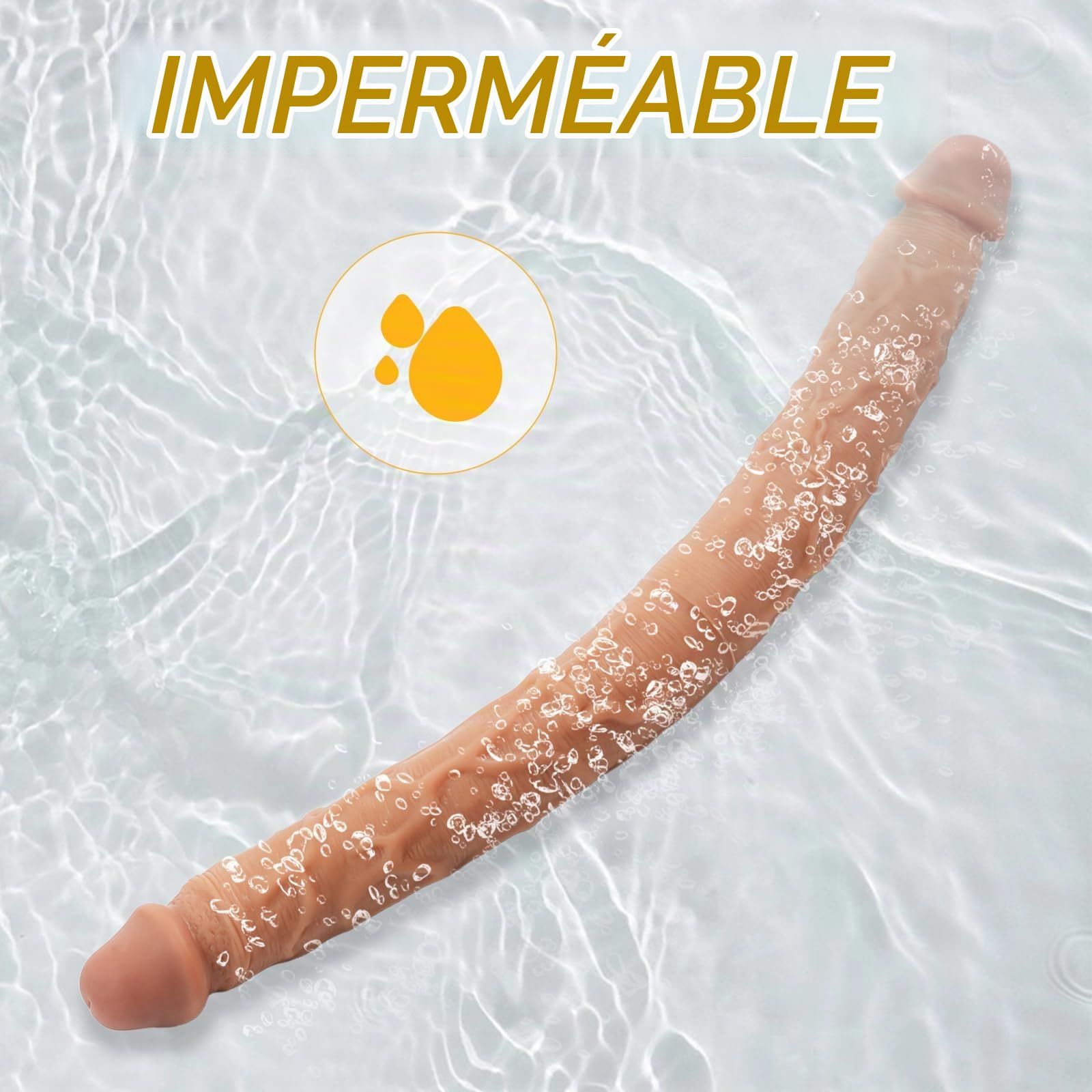 AMAZBEE Gode à double tête pour femmes Gode doux en silicone liquide Jouets pour hommes et femmes Couples Godes réalistes pour double usage (XL)