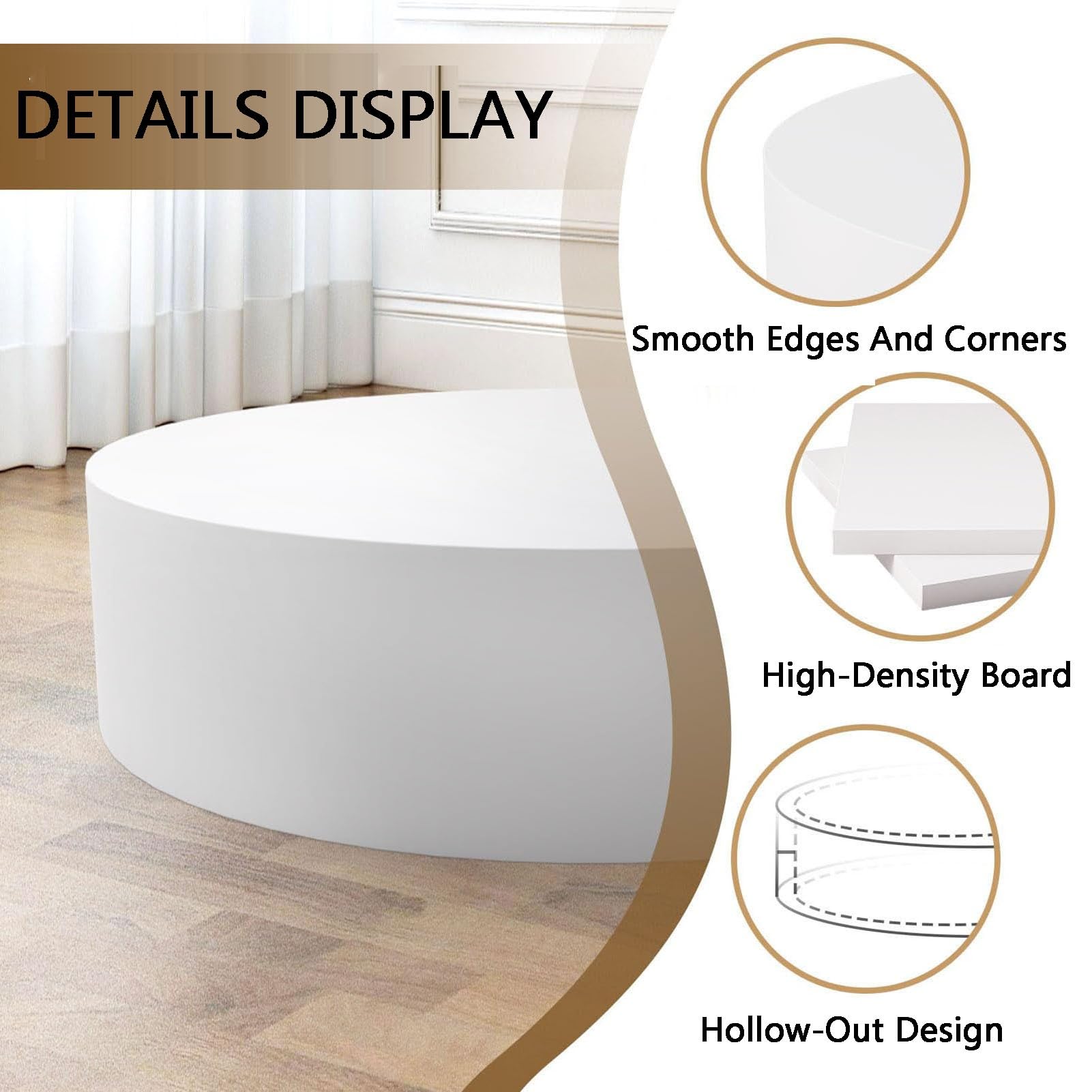 Pedestal cilíndrico Redondo Negro para exhibición de Objetos de colección y maniquíes, Plataforma de elevación de 40 x 20 cm para decoración del hogar y escaparate de Tiendas de Ropa.