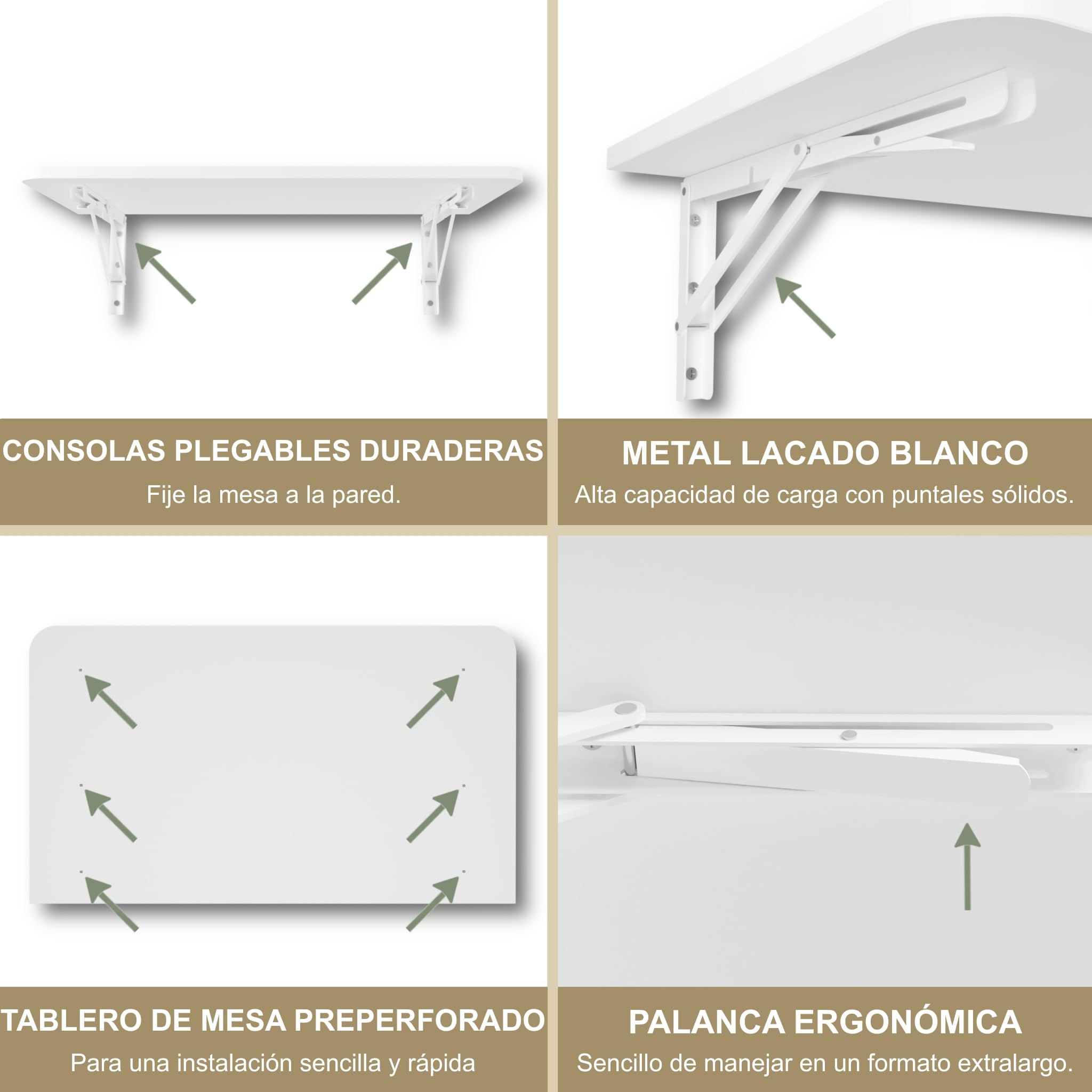 Mesa plegable de pared, 70 x 40 cm con esquinas redondeadas, mesa de comedor, mesa de cocina, mesa de bar, mesa de pared, mesa alta, mesa plegable para montaje en pared (Blanco, 70x40 cm)