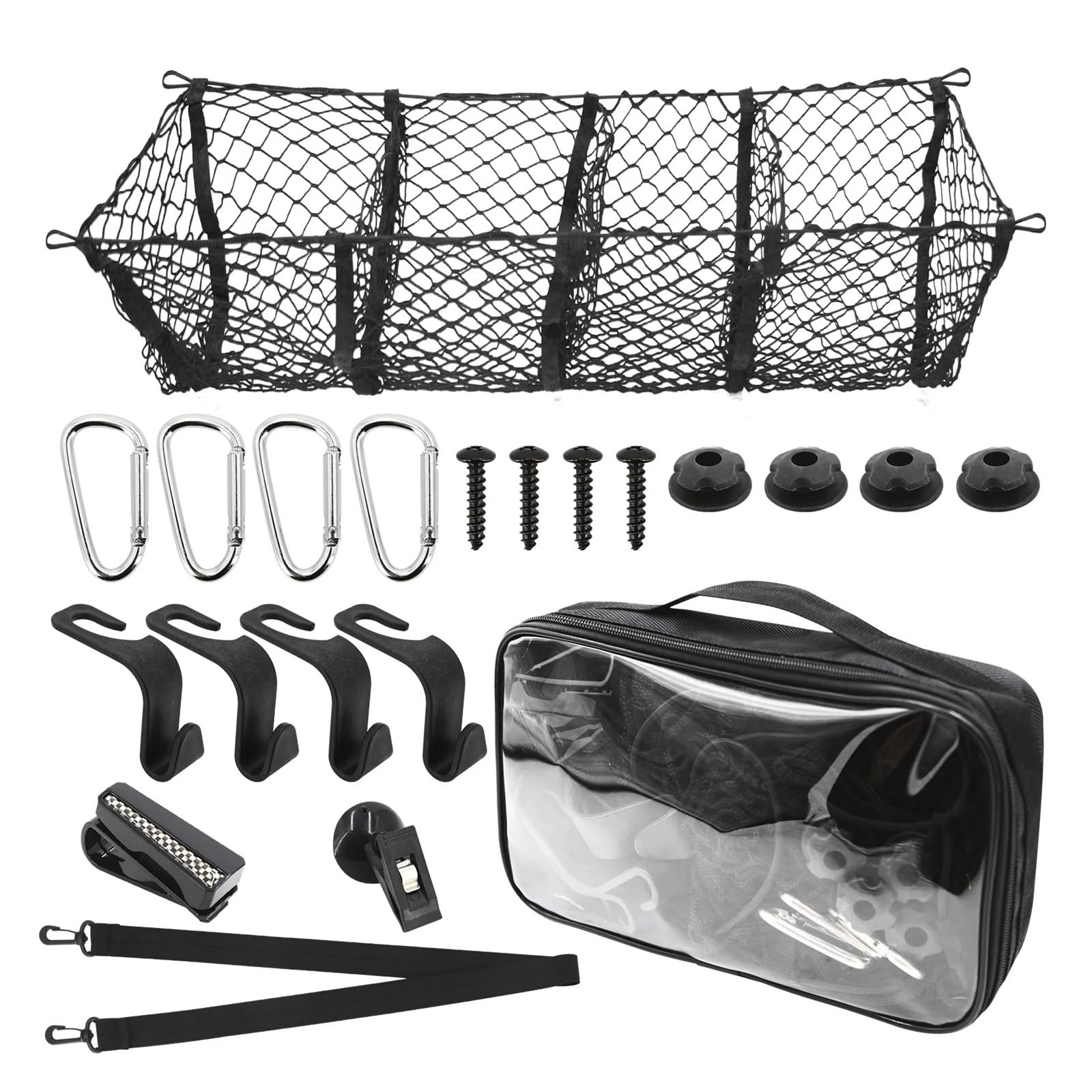 Rete Portaoggetti for Bagagliaio con 4 Tasche Elastico E più Spazioso(with Storage Box)