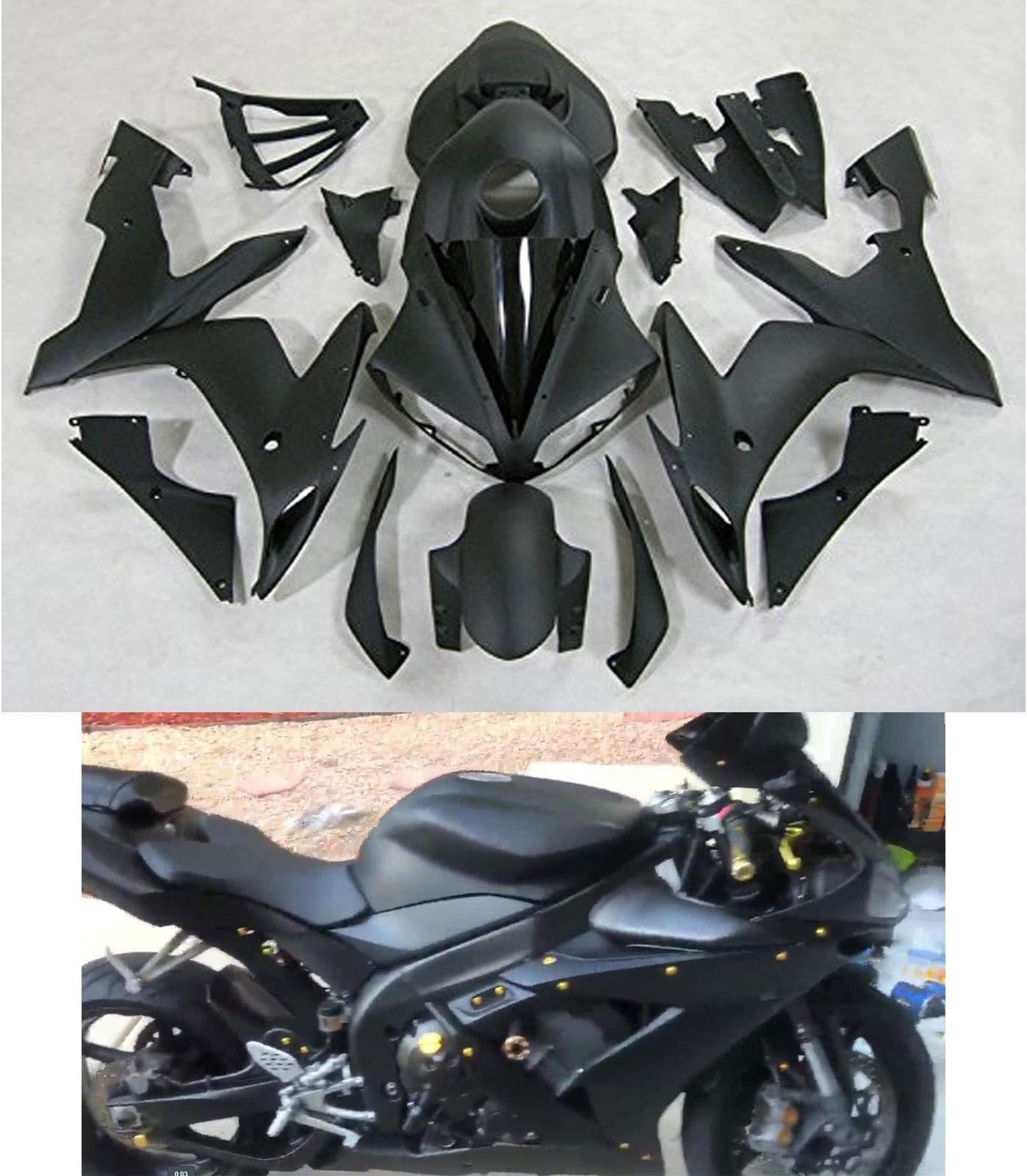 Moto Onfire Fairings Kits For 04 05 06 Yamaha YZF-R1 2004 2005 2006 Fairings Body Kits Full Tank Cover(Aftermarket Matte Black ABS Injection Plastic)