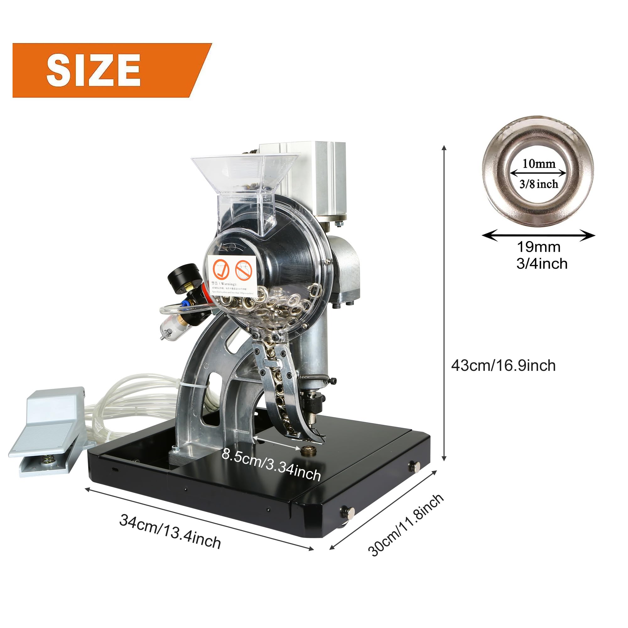 ZONGLAN Pneumatic Automatic Eyelet Feeding Grommet Punch Press Machine- 5000#2 Eyelet Banner Tools(10mm)